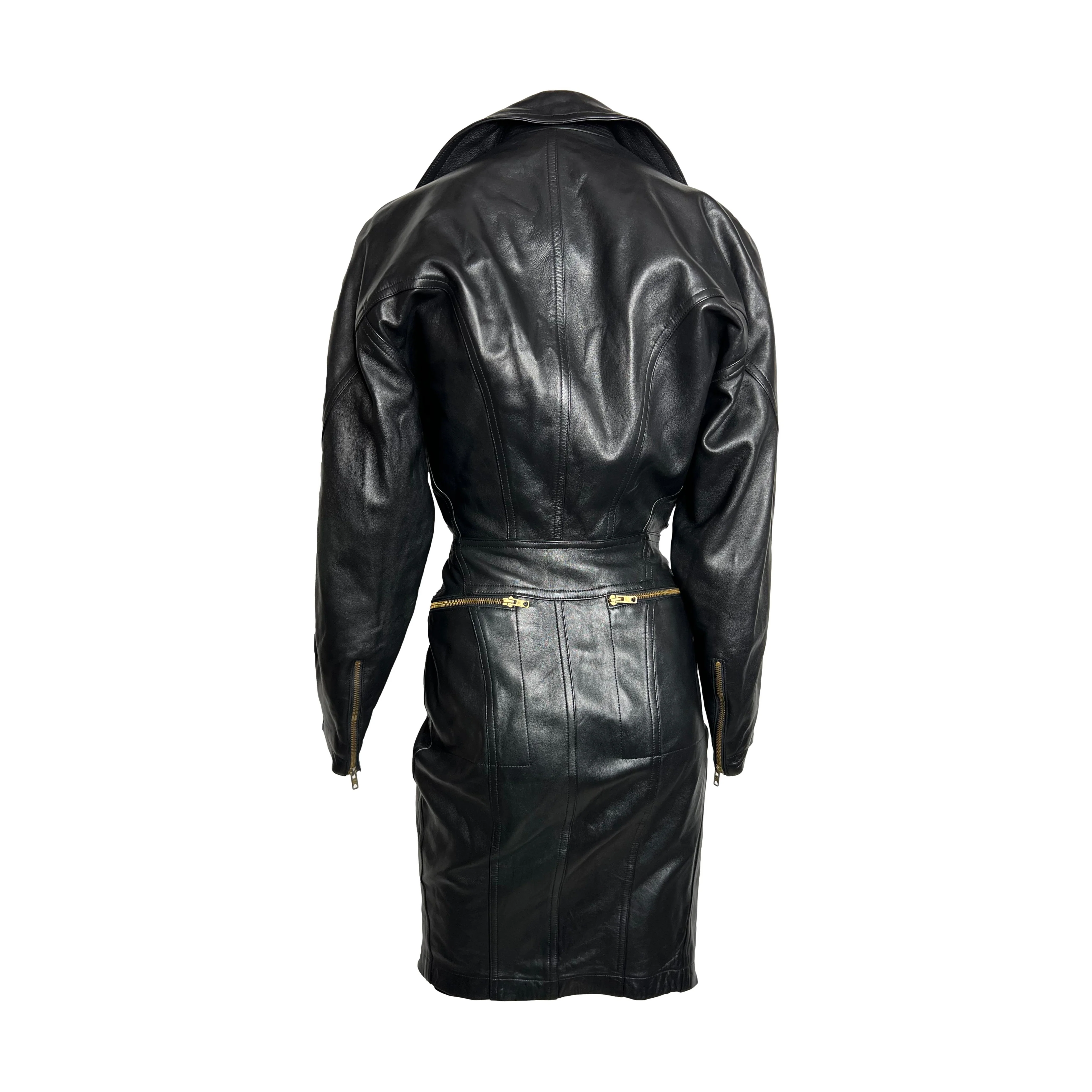 Alaia Black Leather Motorcycle Zipper Dress - Image 2