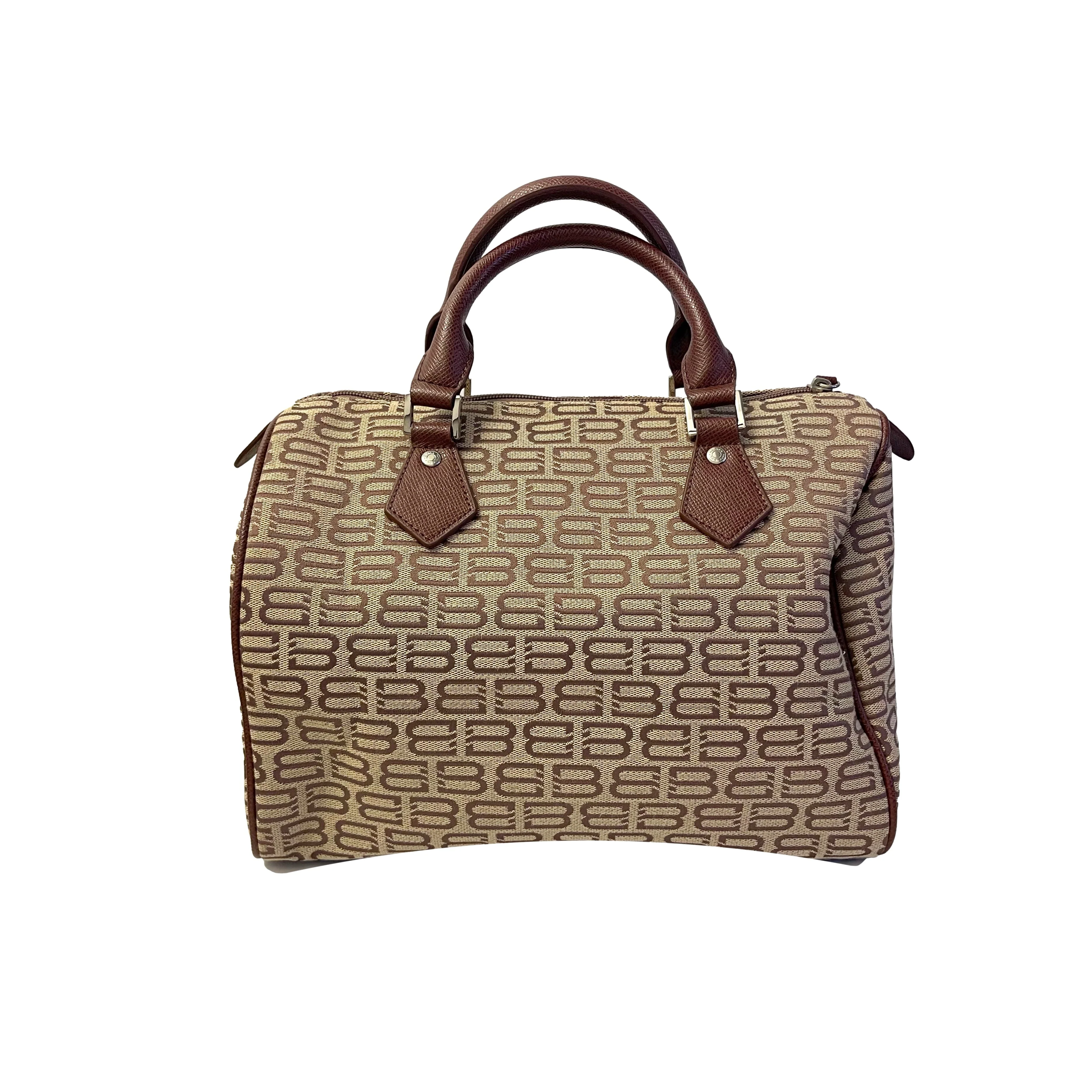 Balenciaga Brown Logo Boston Bag