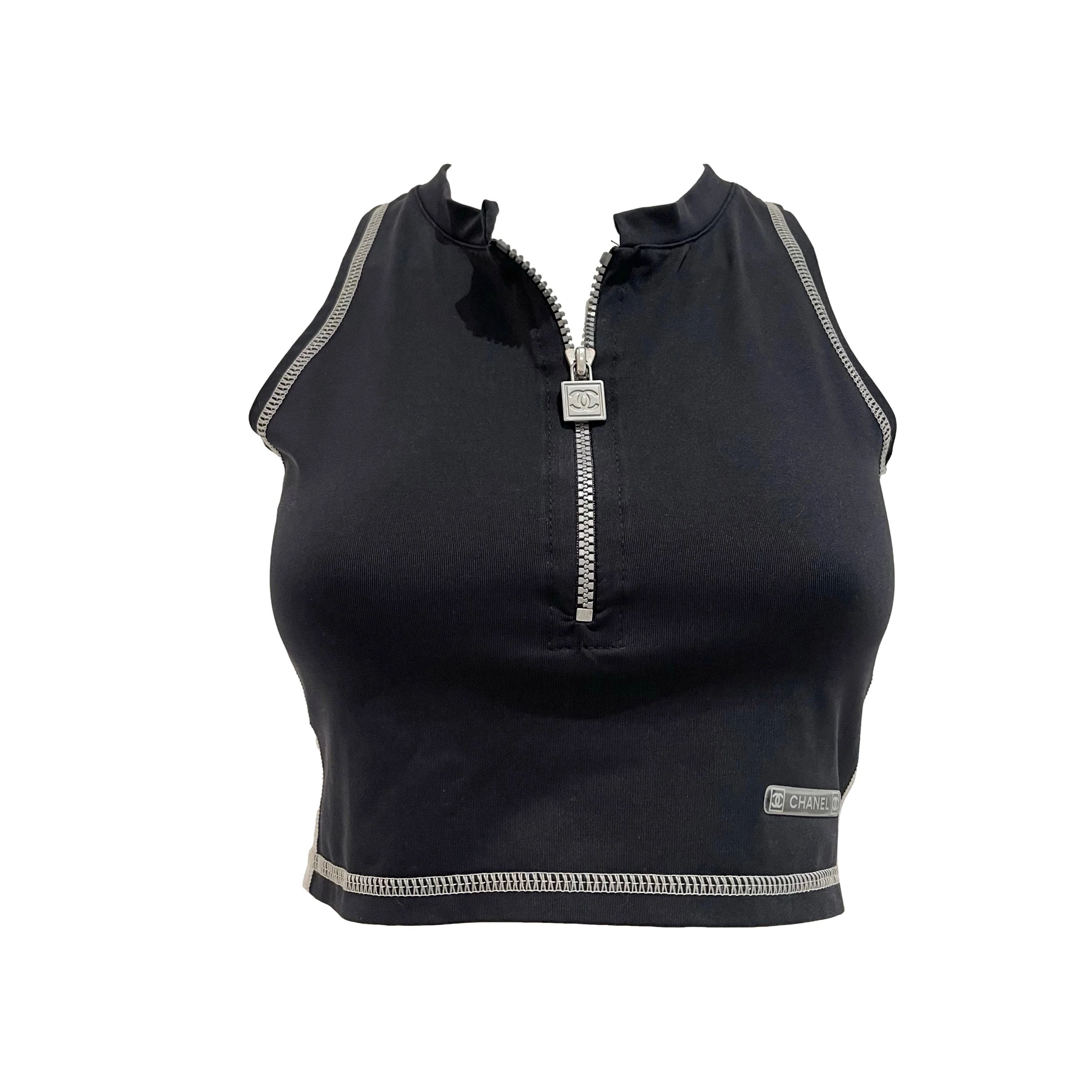 Black Chanel Sport Crop Top