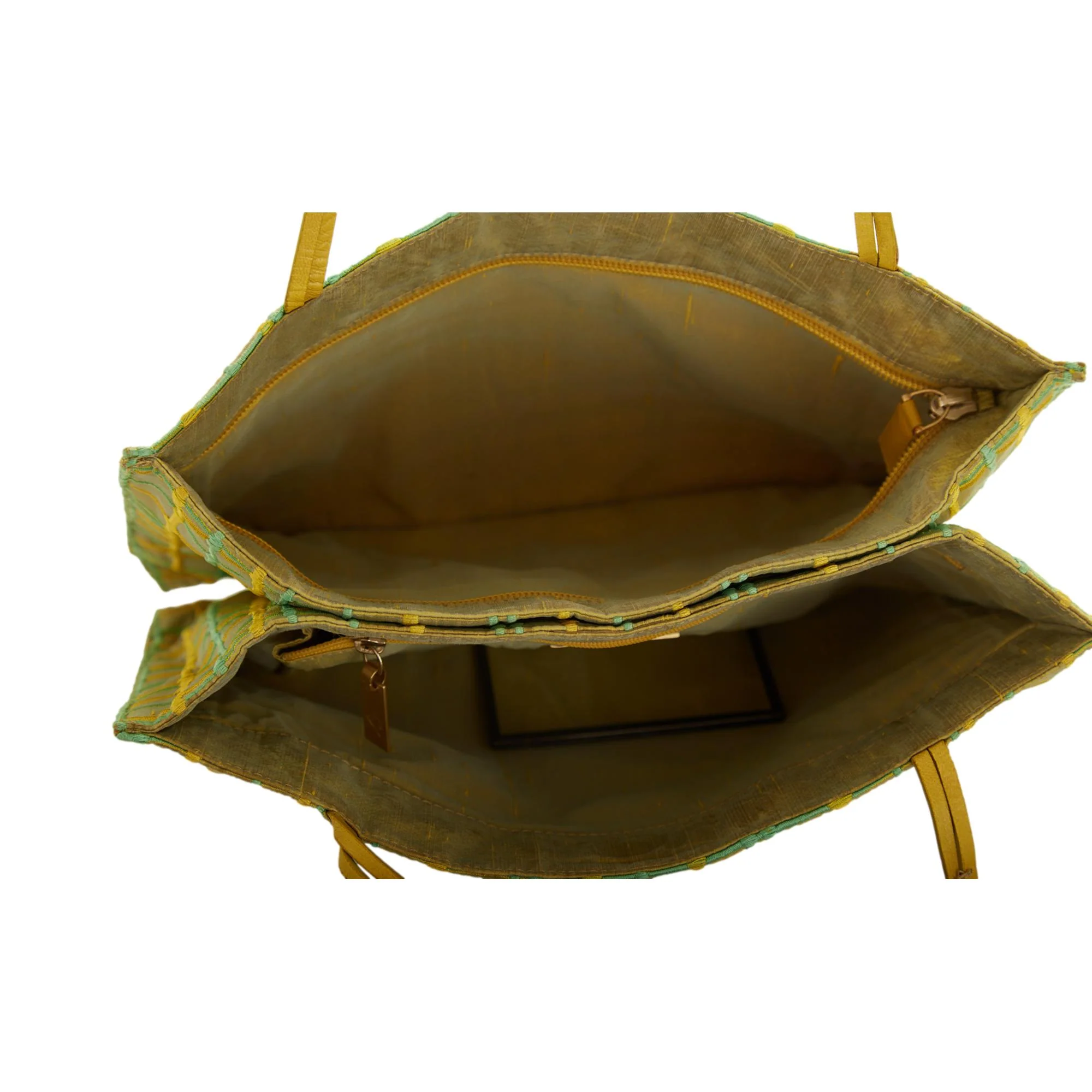Bottega Veneta Green Plaid Silk Bag - Image 4