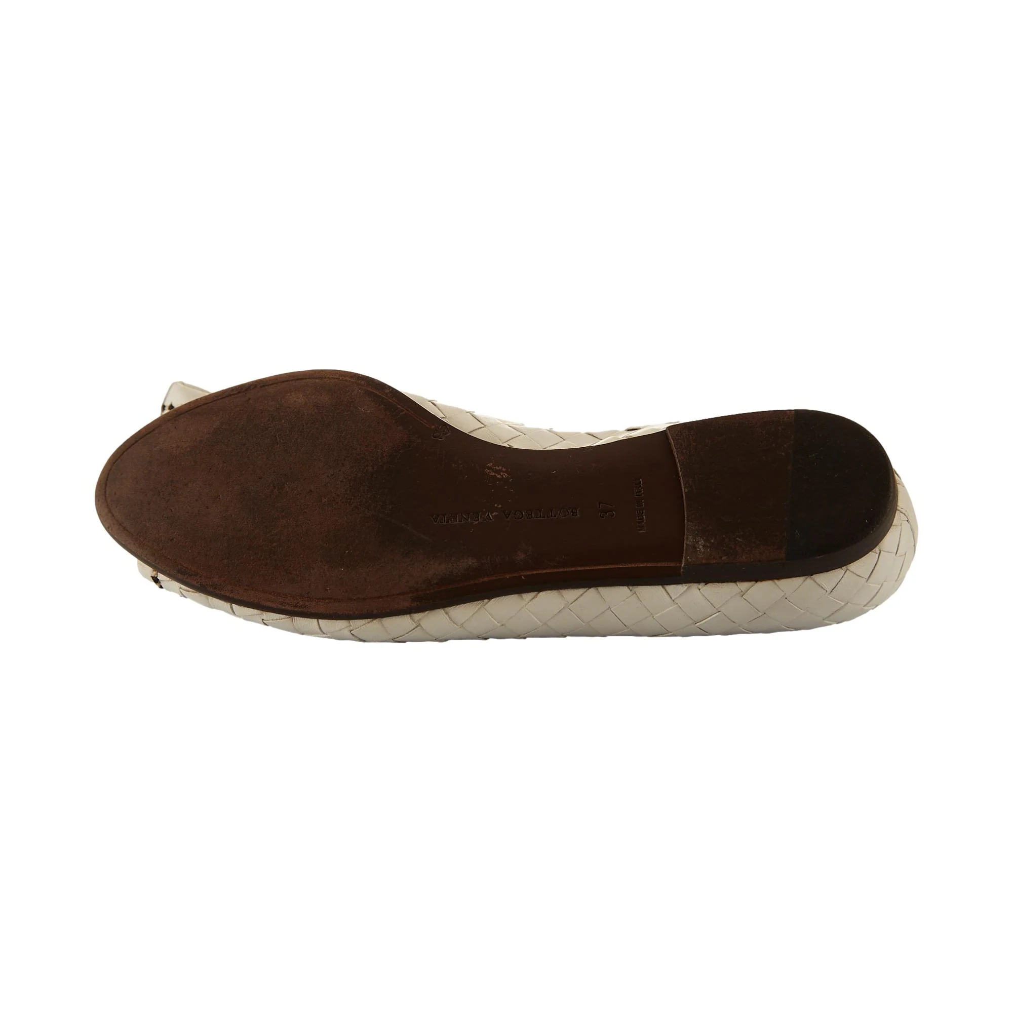 Bottega Veneta White Woven Flats - Image 4
