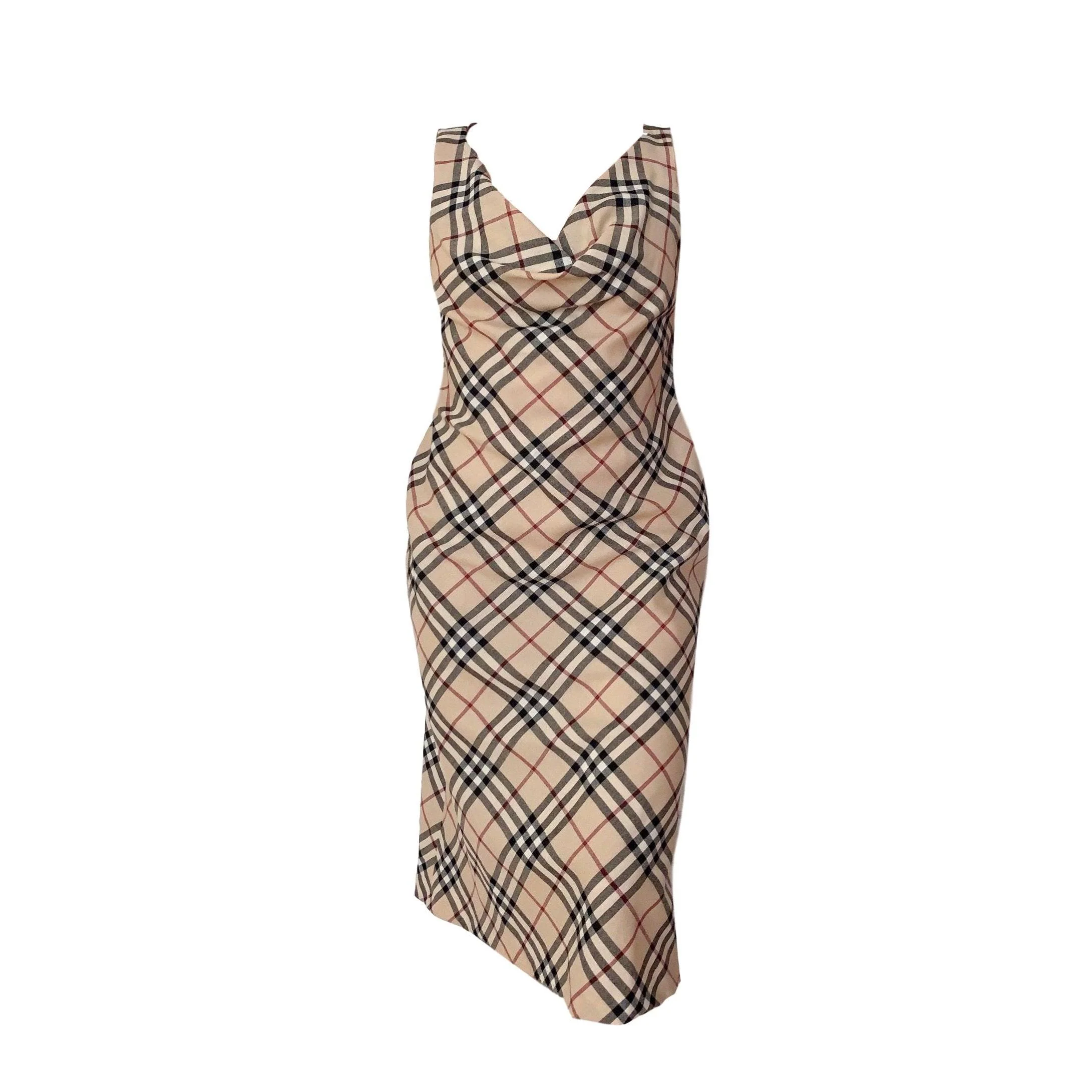 Burberry Classic Plaid Cowl Neck Dress