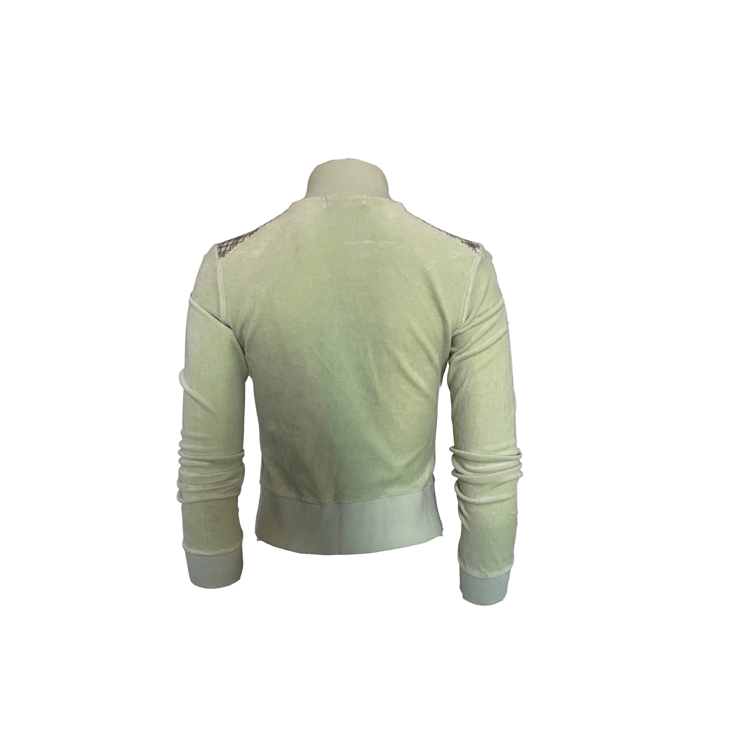 Burberry Lime Green Velour Track Jacket - Image 2