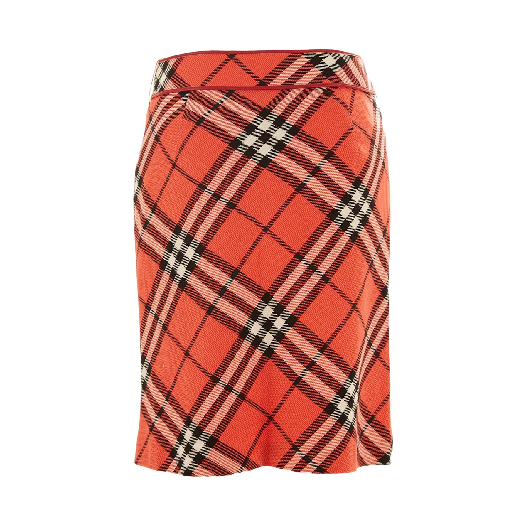 Burberry Red Plaid Belted Skirt - Image 2