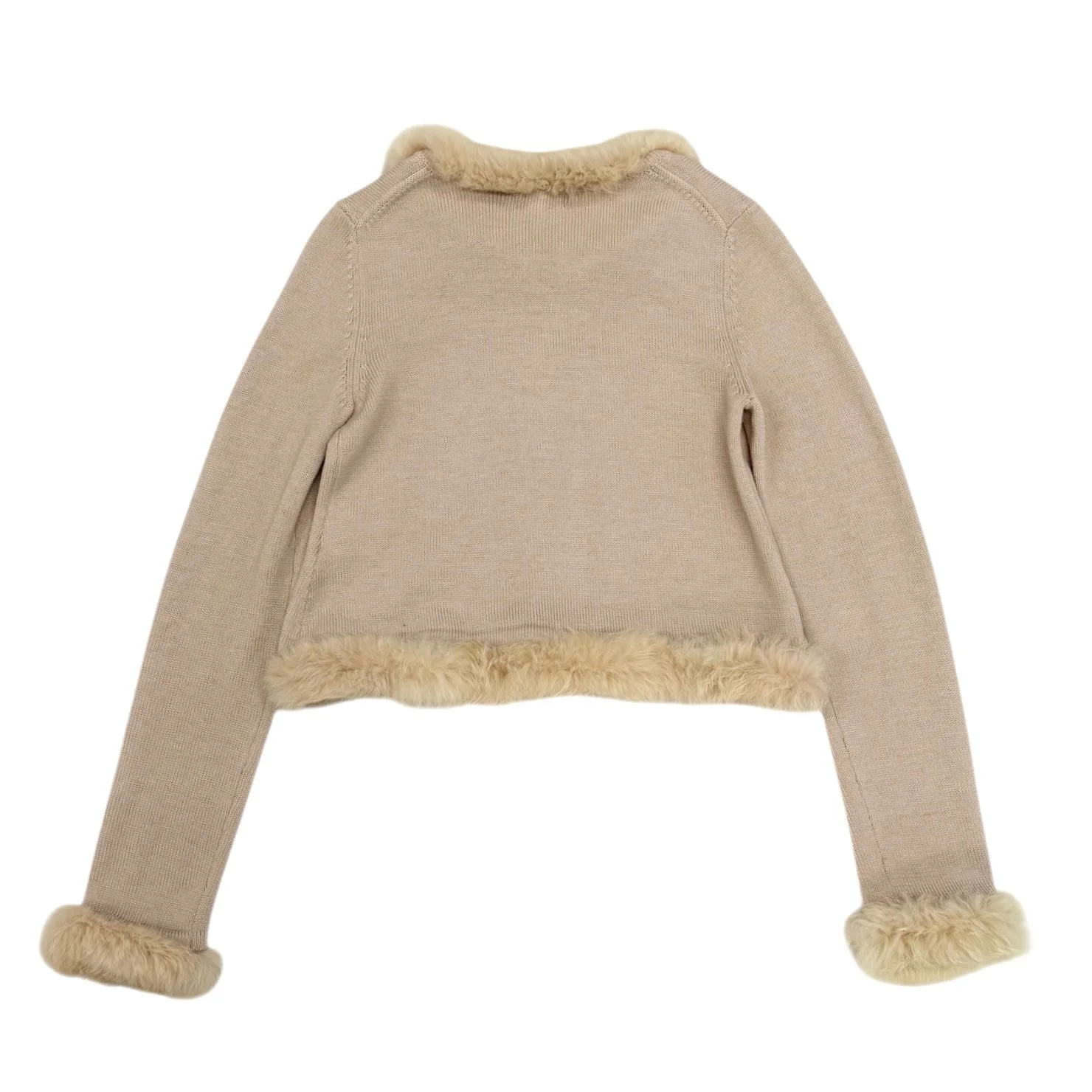 Burberry Tan Fur Trimmed Sweater - Image 2