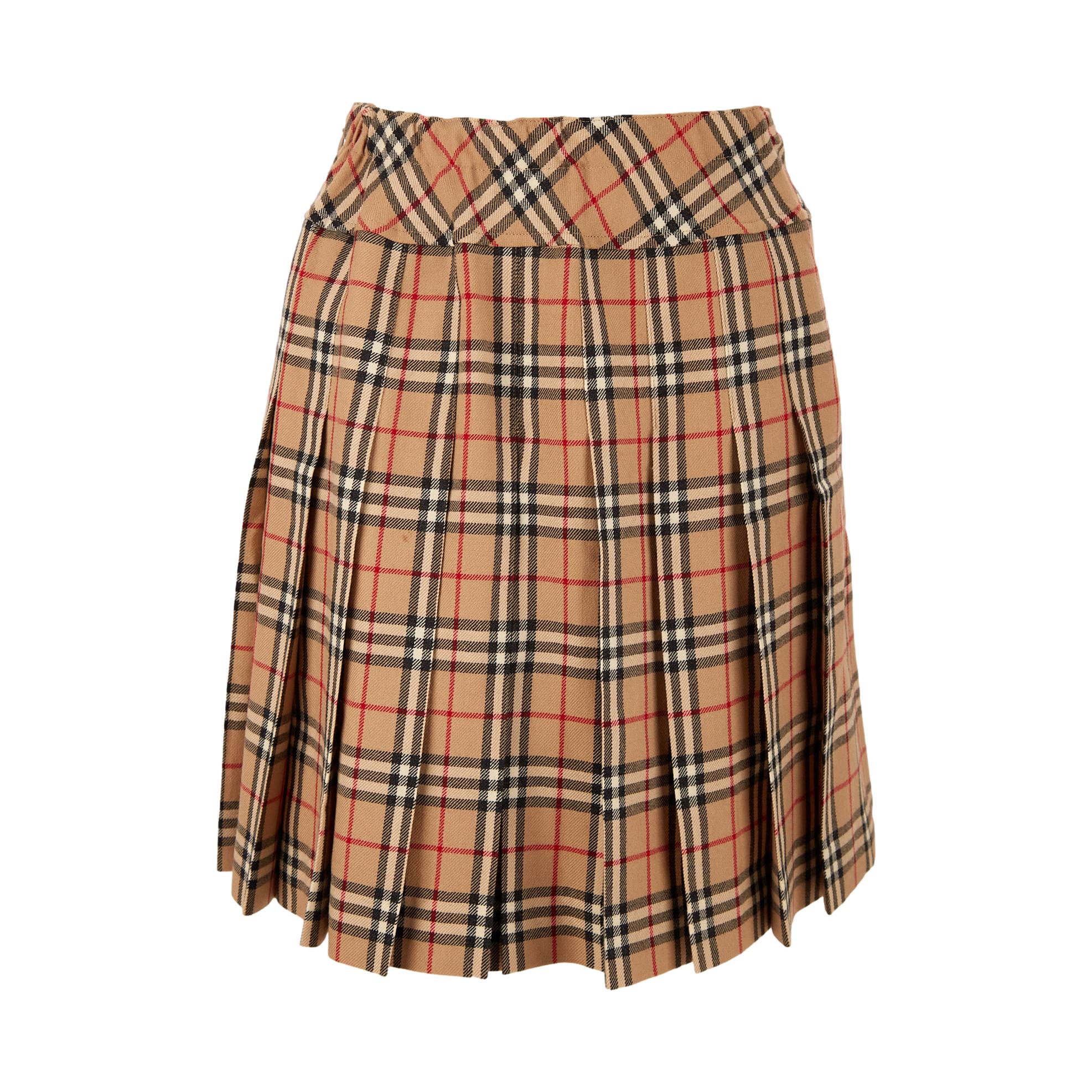 Burberry Tan Plaid Print Skirt - Image 2