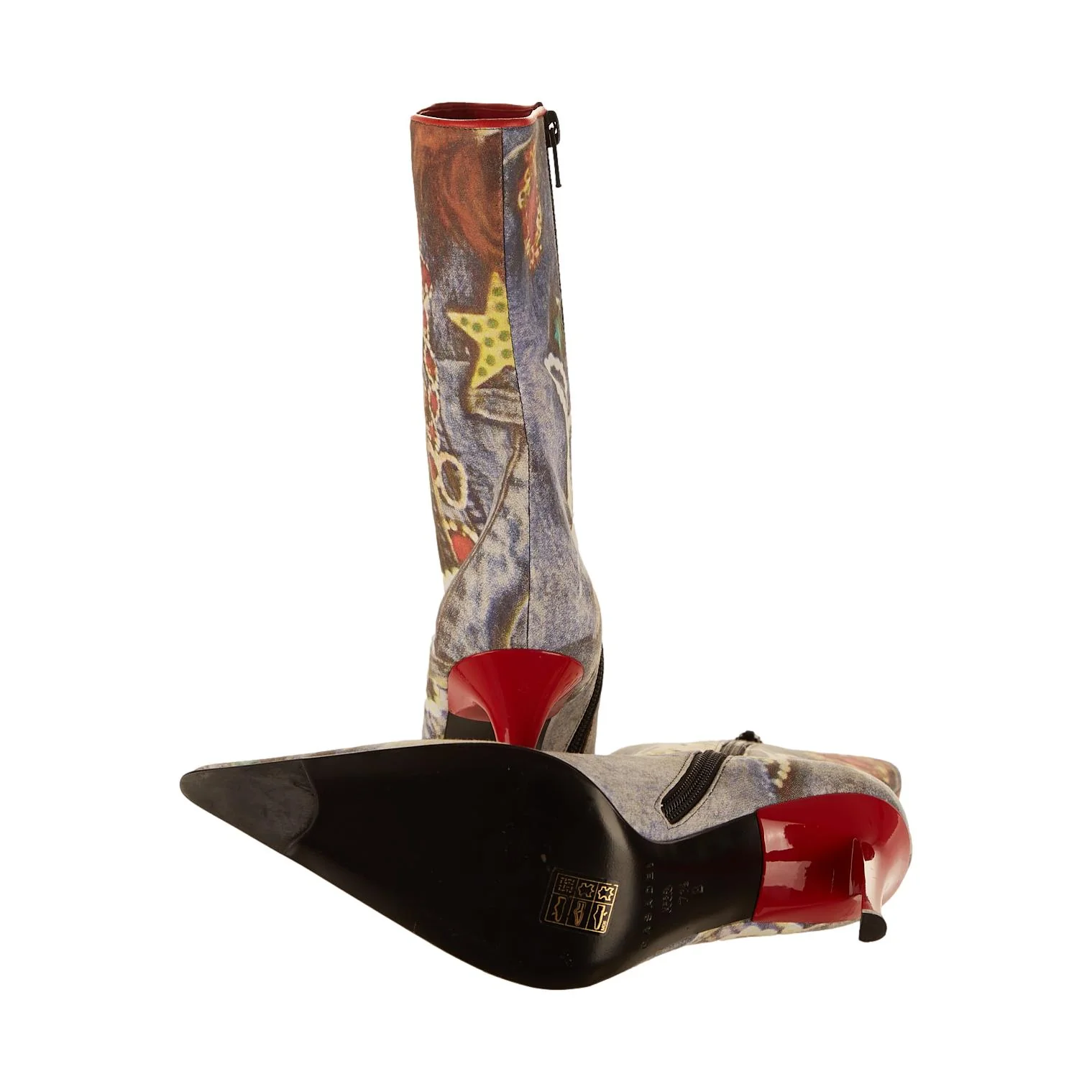 Casadei Denim Print Heels - Image 3