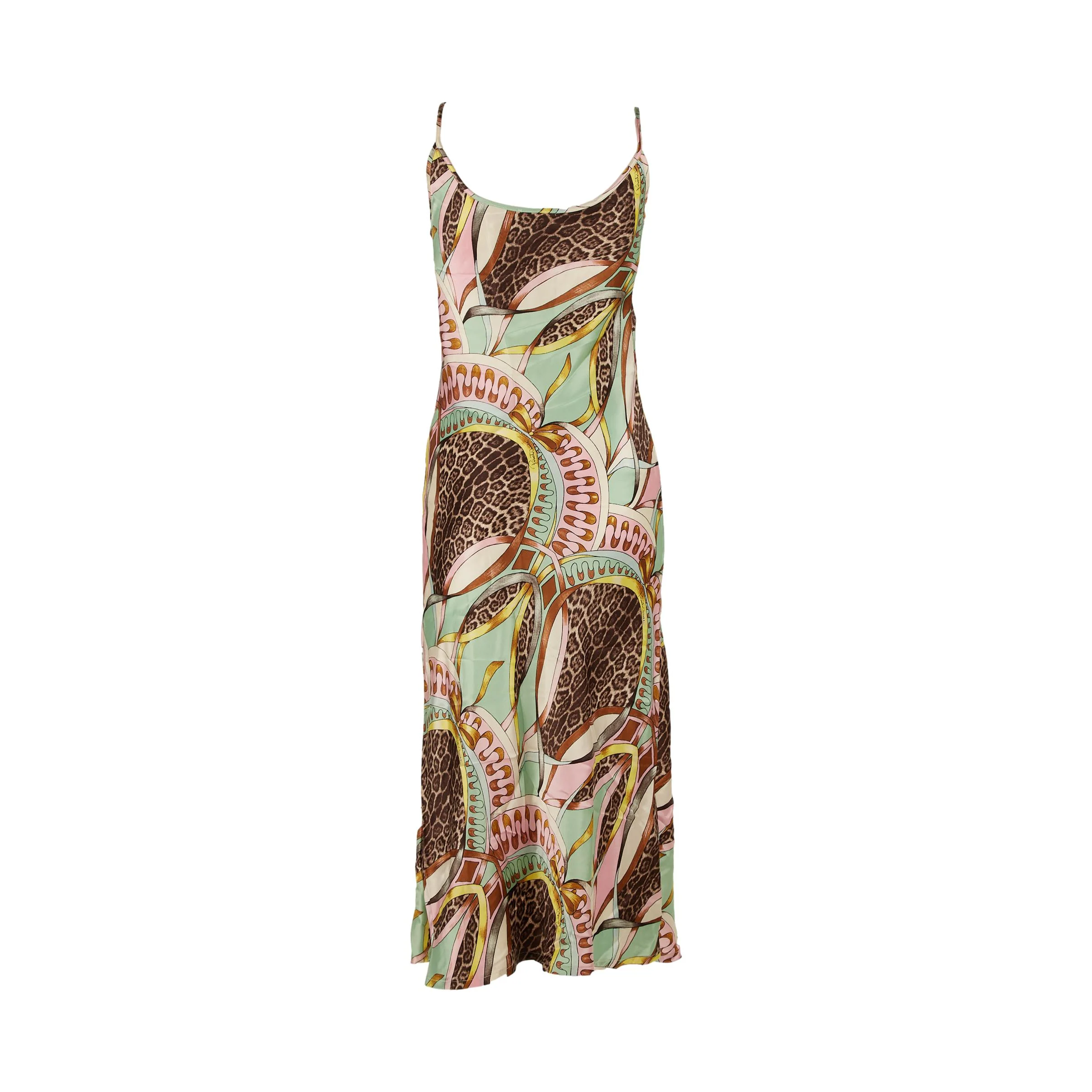 Roberto Cavalli Aqua Leopard Print Slip Dress - Image 2