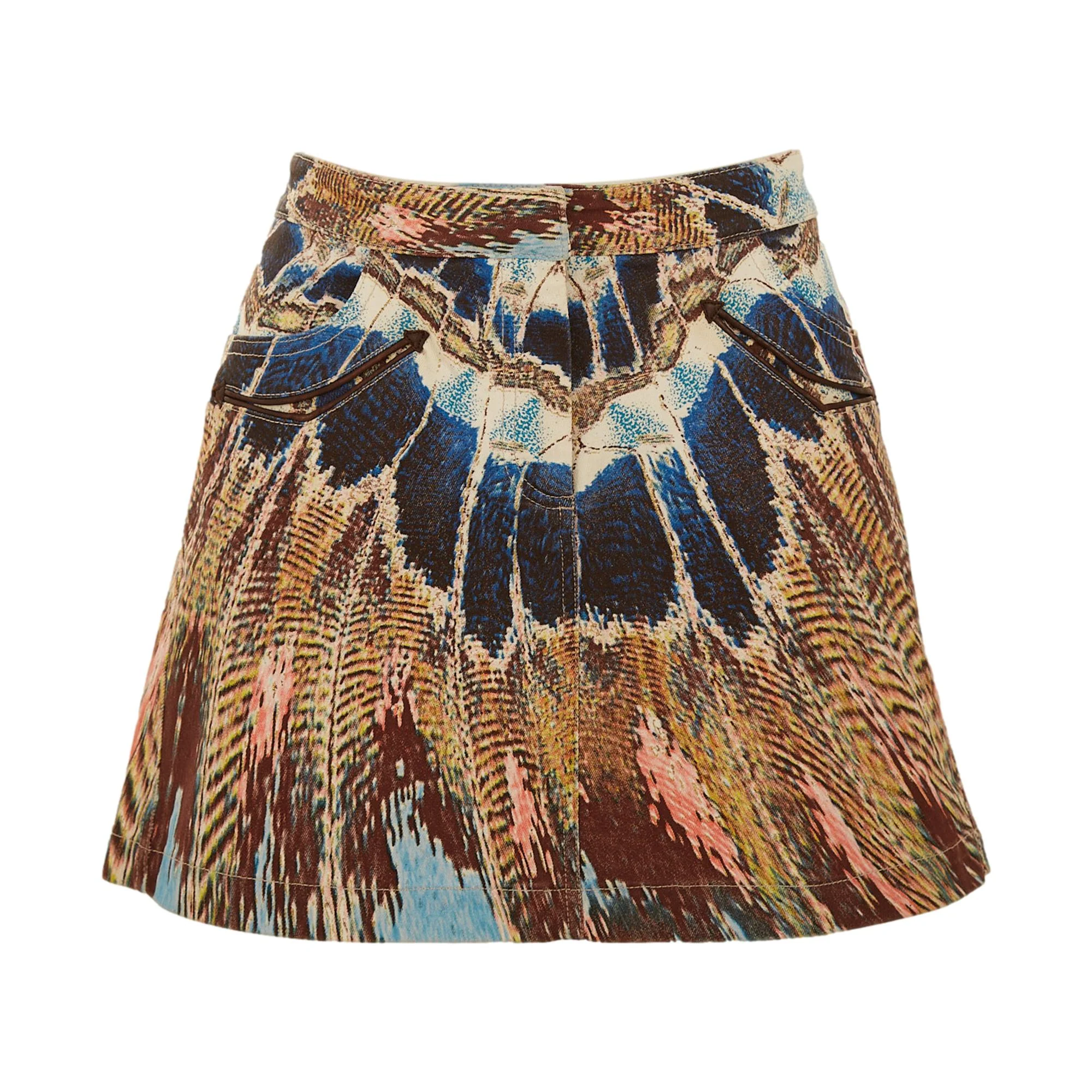 Cavalli Blue Print Skirt