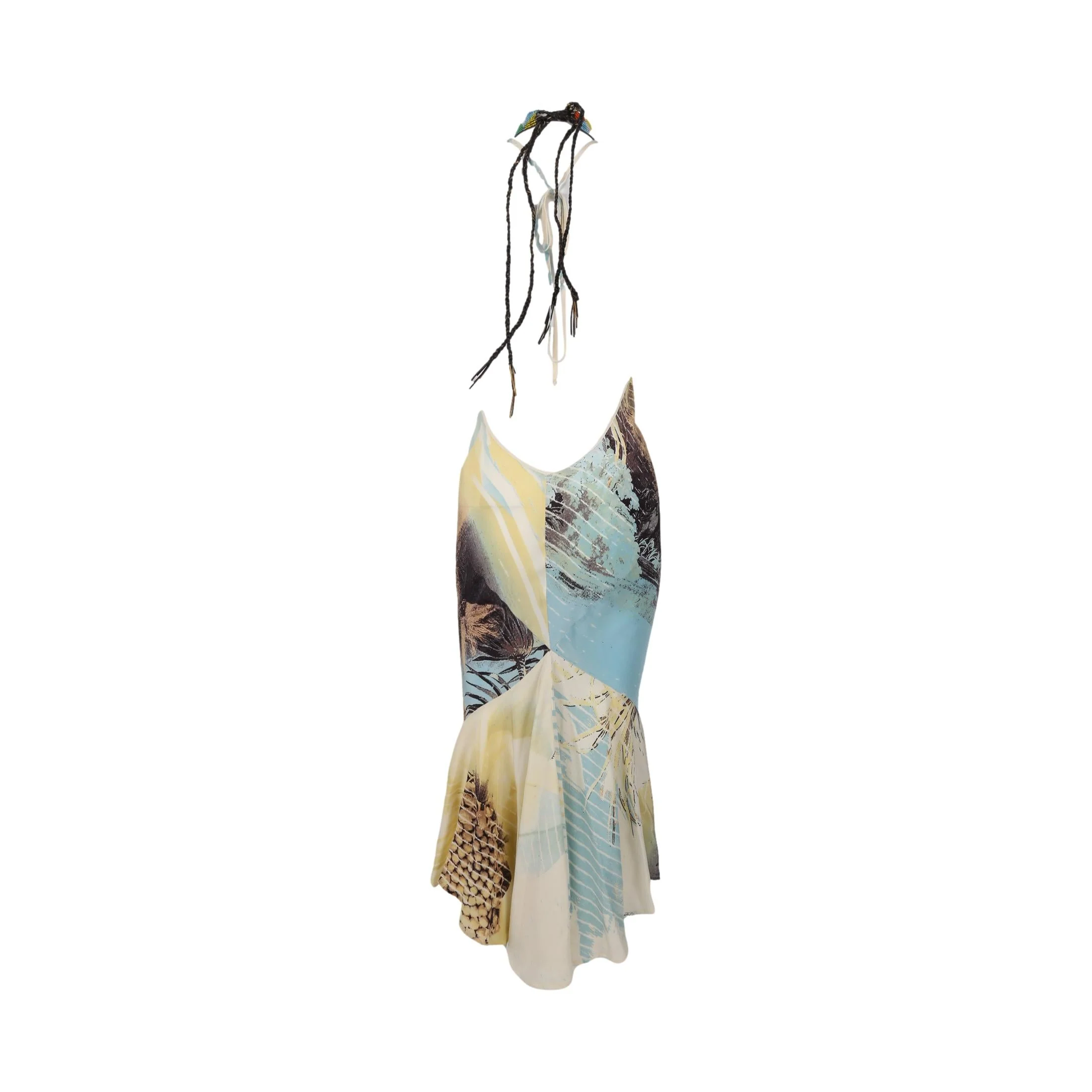 Roberto Cavalli Lion Print Beaded Halter Dress - Image 2