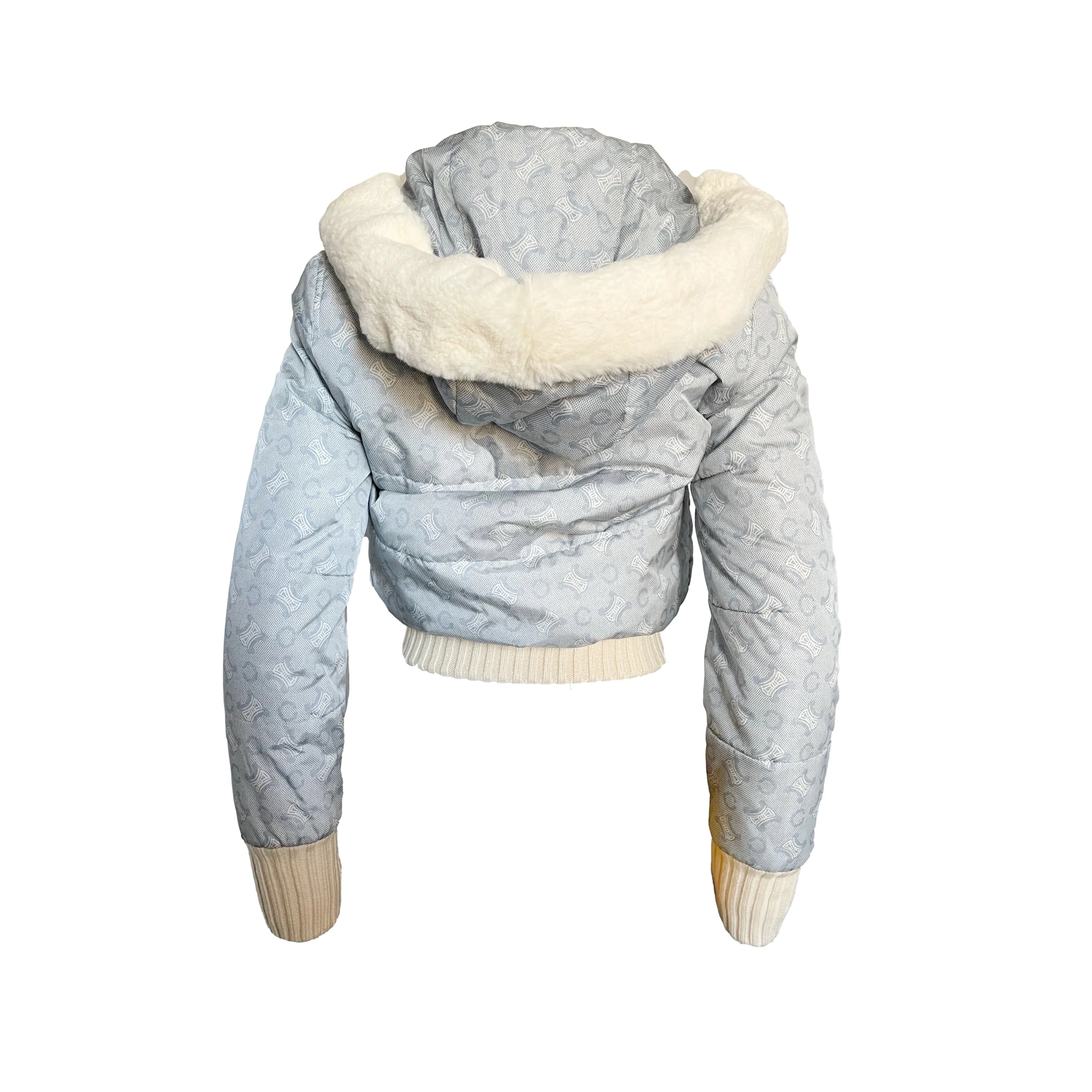 Celine Baby Blue Monogram Fur Puffer Jacket - Image 2