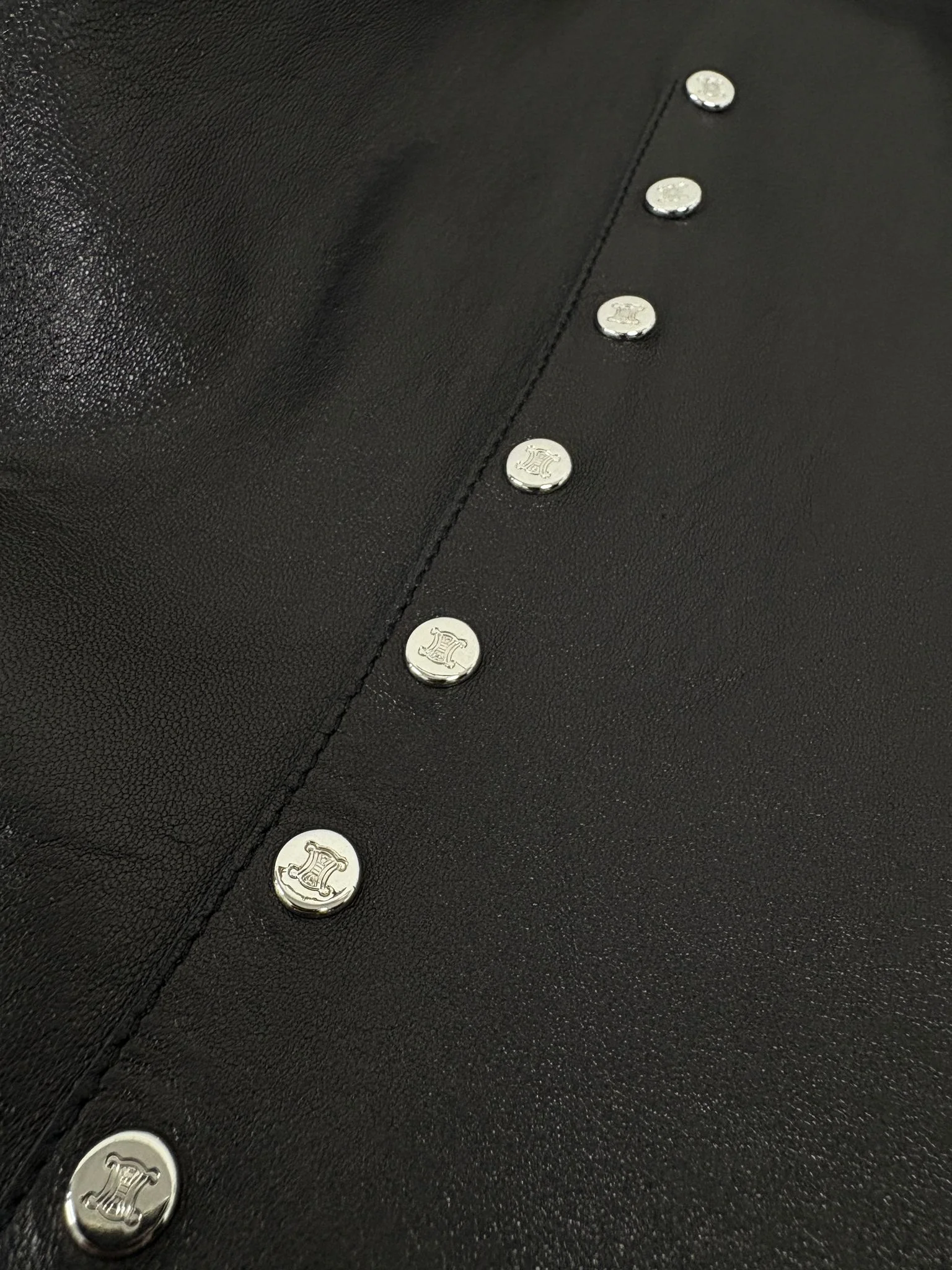 Celine Black Leather Logo Studded Skirt Set - Image 4