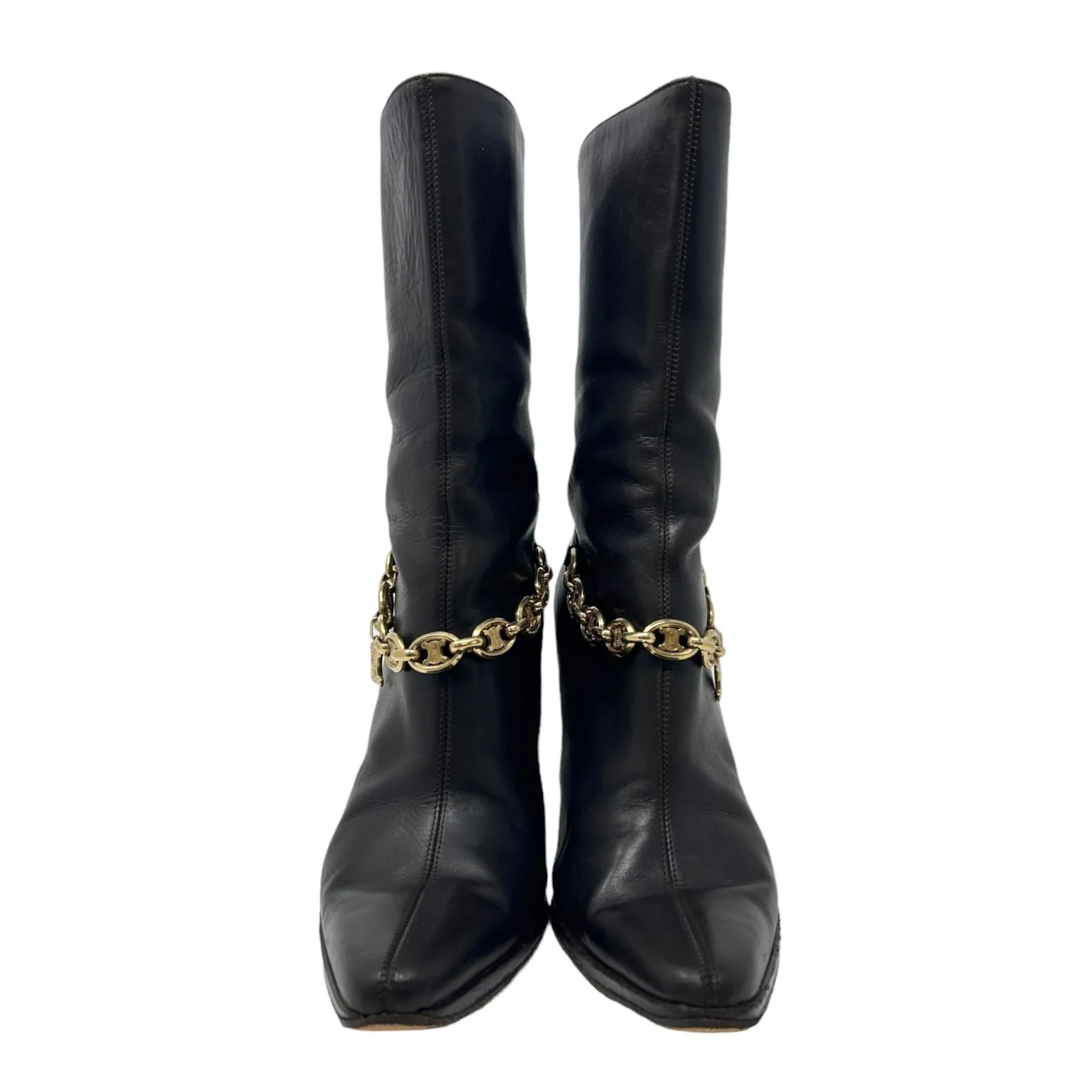 Celine Black Logo Chain Boots - Image 3