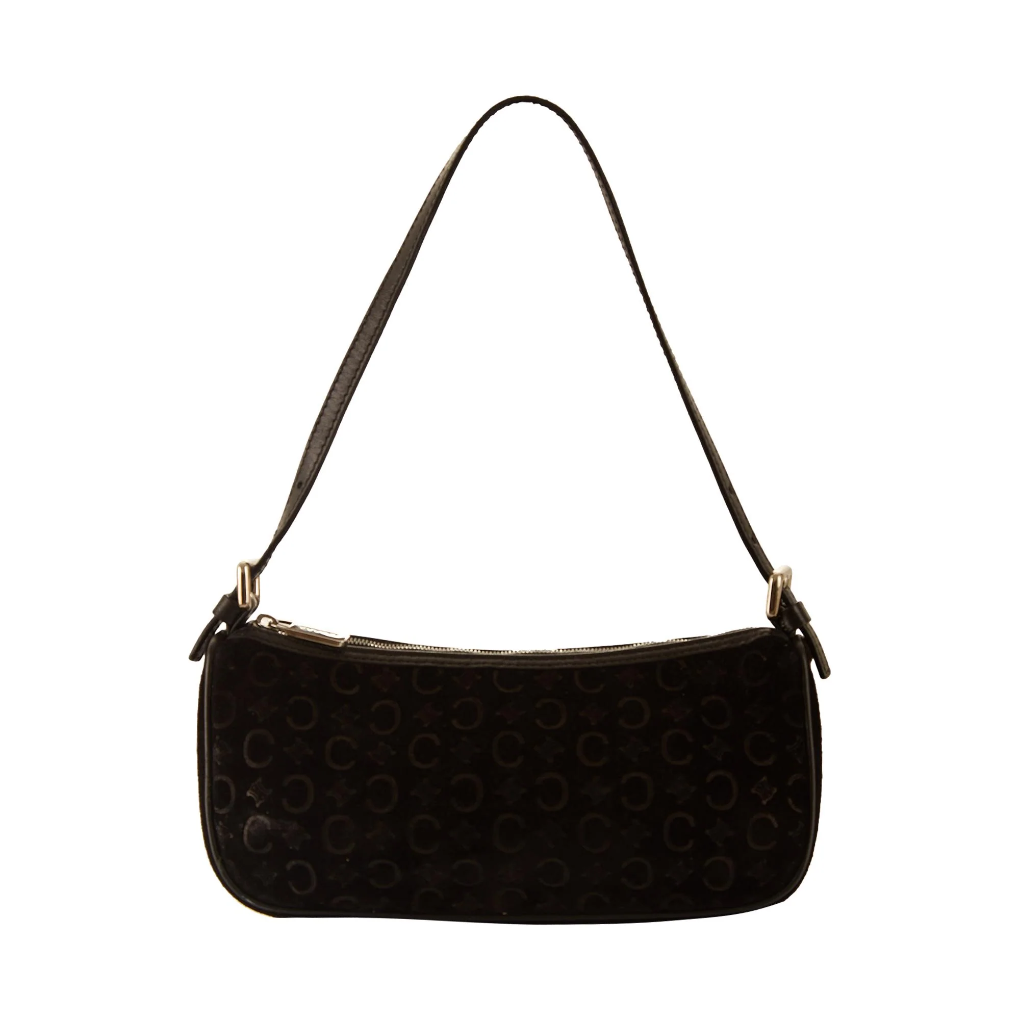 Celine Black Logo Suede Shoulder Bag - Image 3