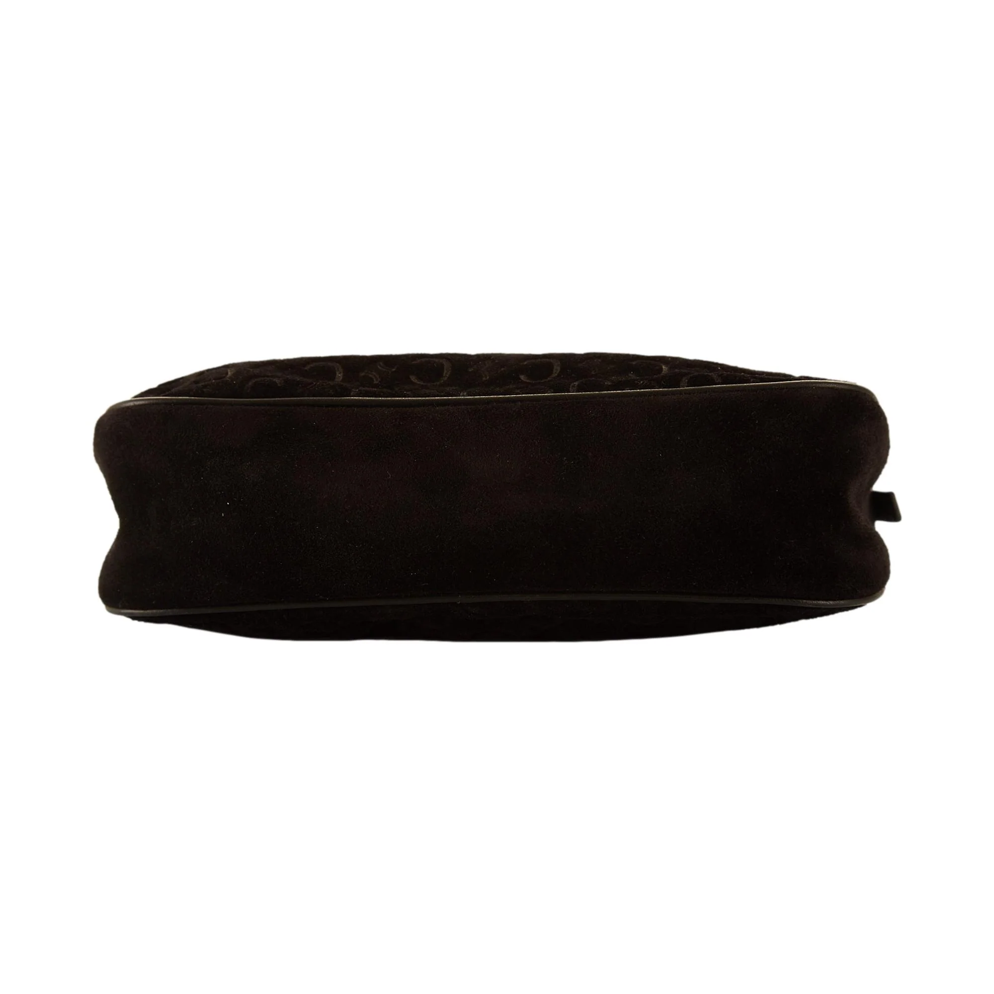 Celine Black Logo Suede Shoulder Bag - Image 4
