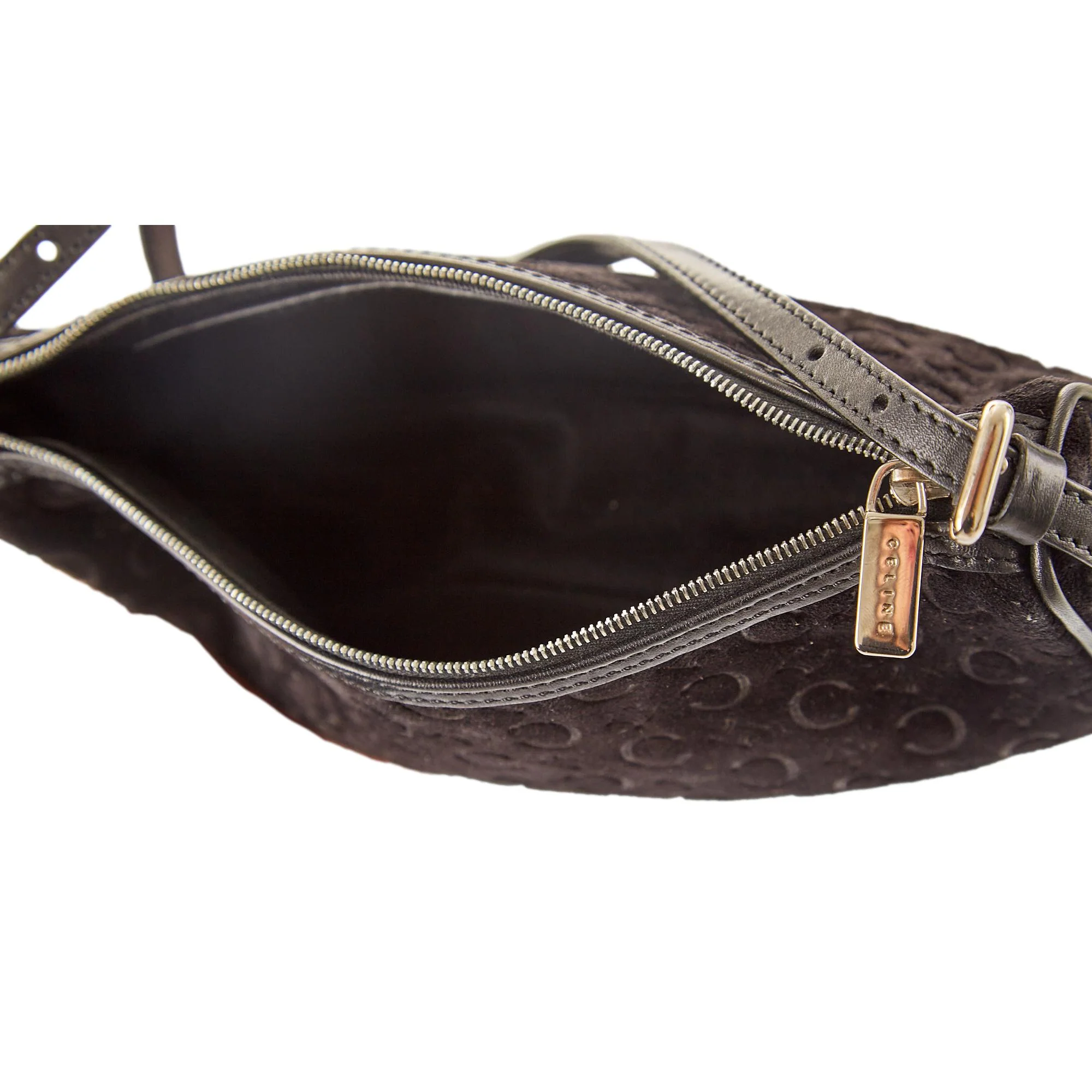 Celine Black Logo Suede Shoulder Bag - Image 5