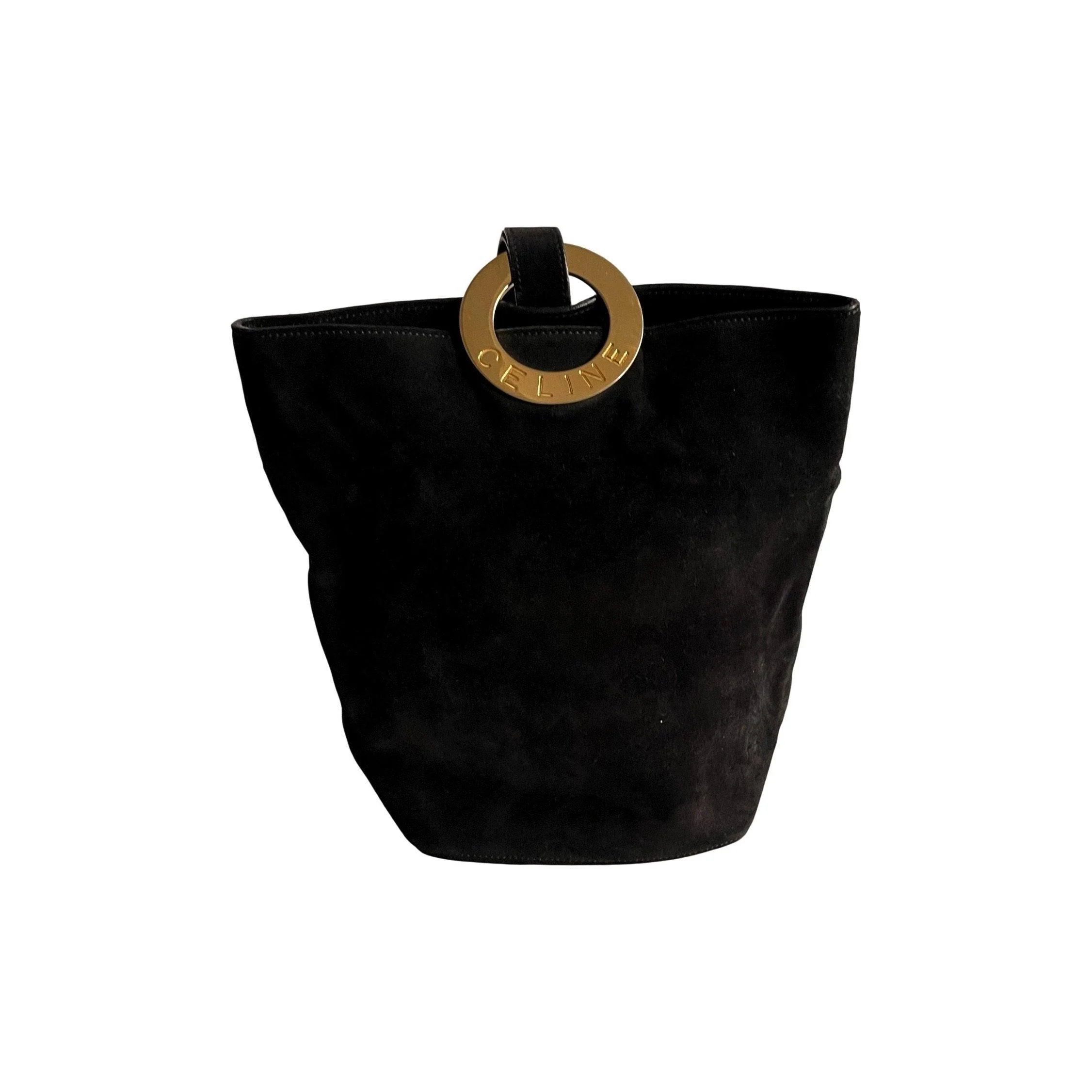 Celine Black Suede Bucket Bag - Image 2