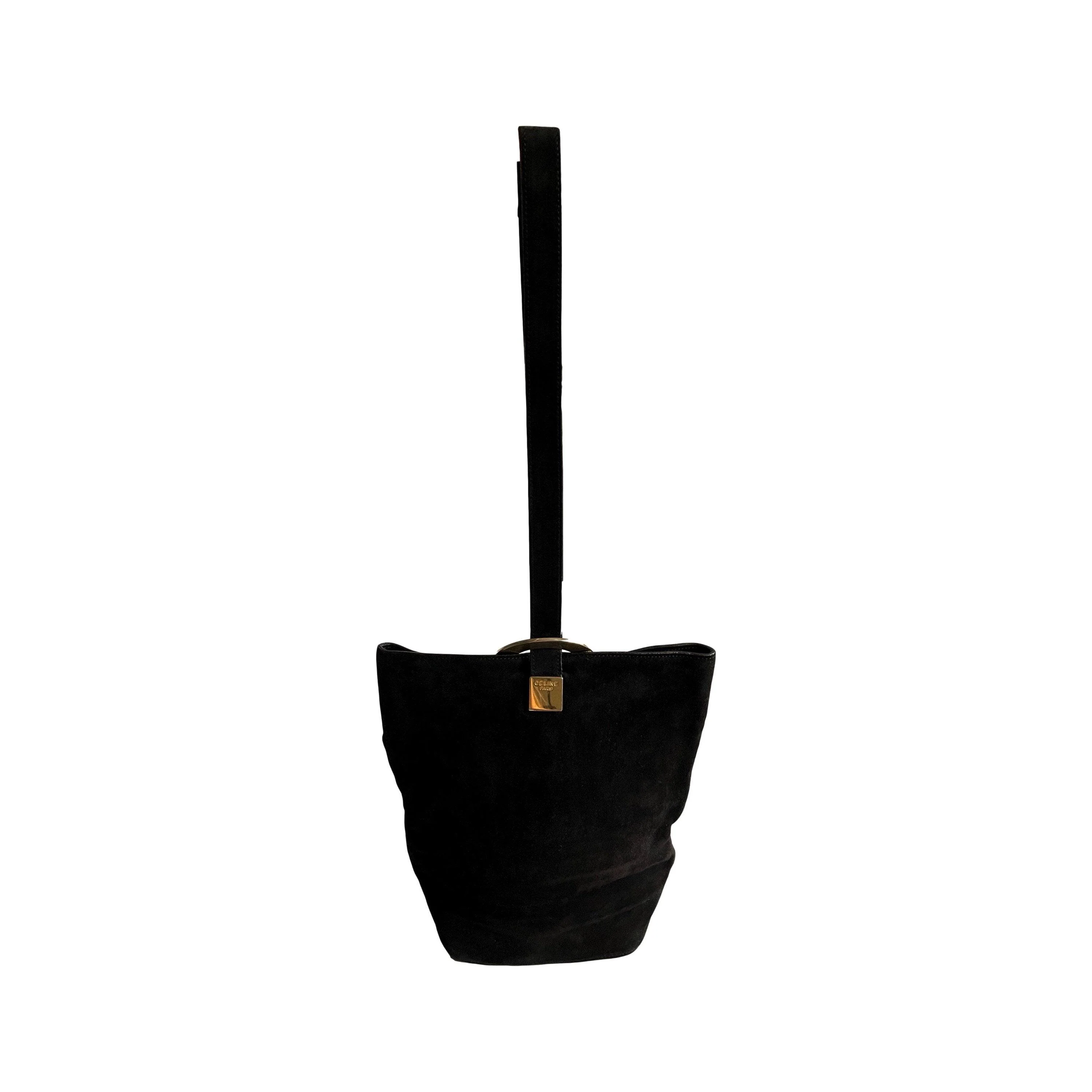 Celine Black Suede Bucket Bag - Image 3