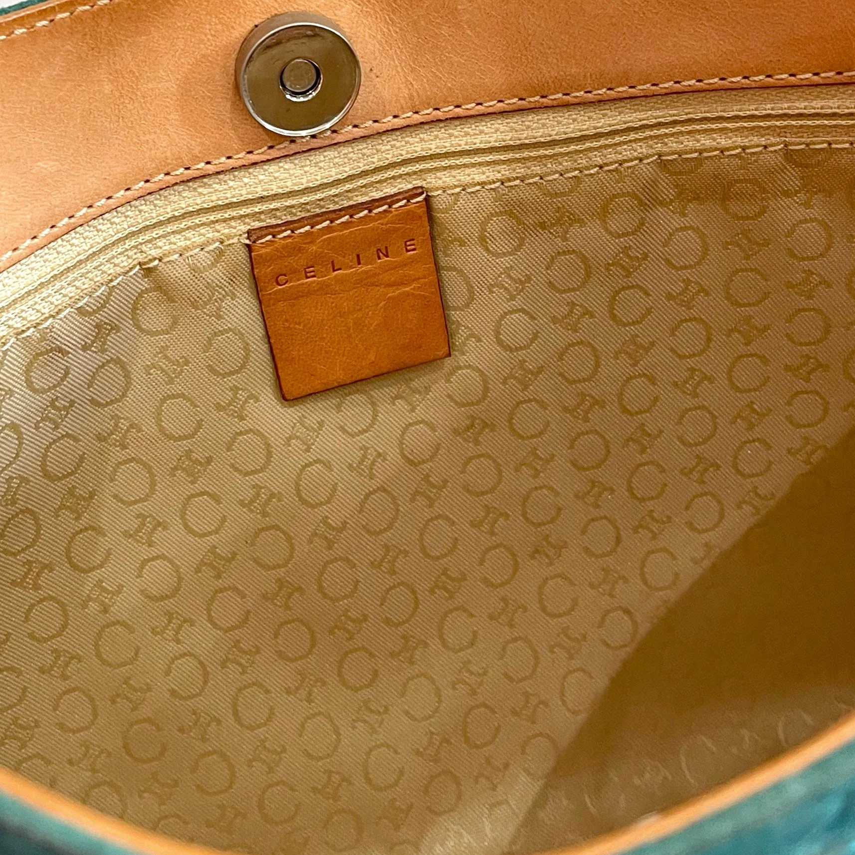 Celine Teal Logo Shoulder Bag - Image 3