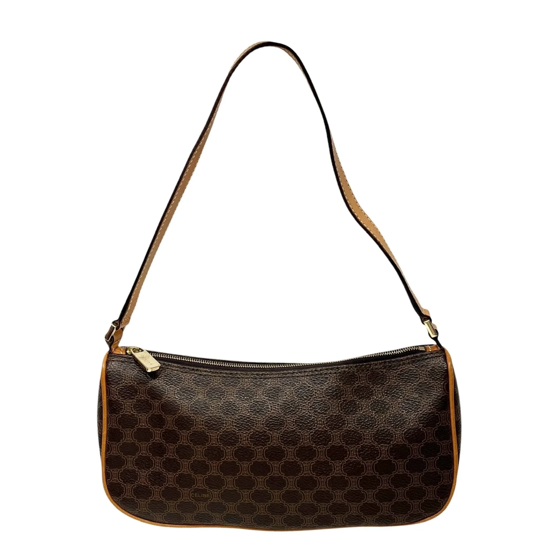 Celine Brown Leather Logo Shoulder Bag - Image 2