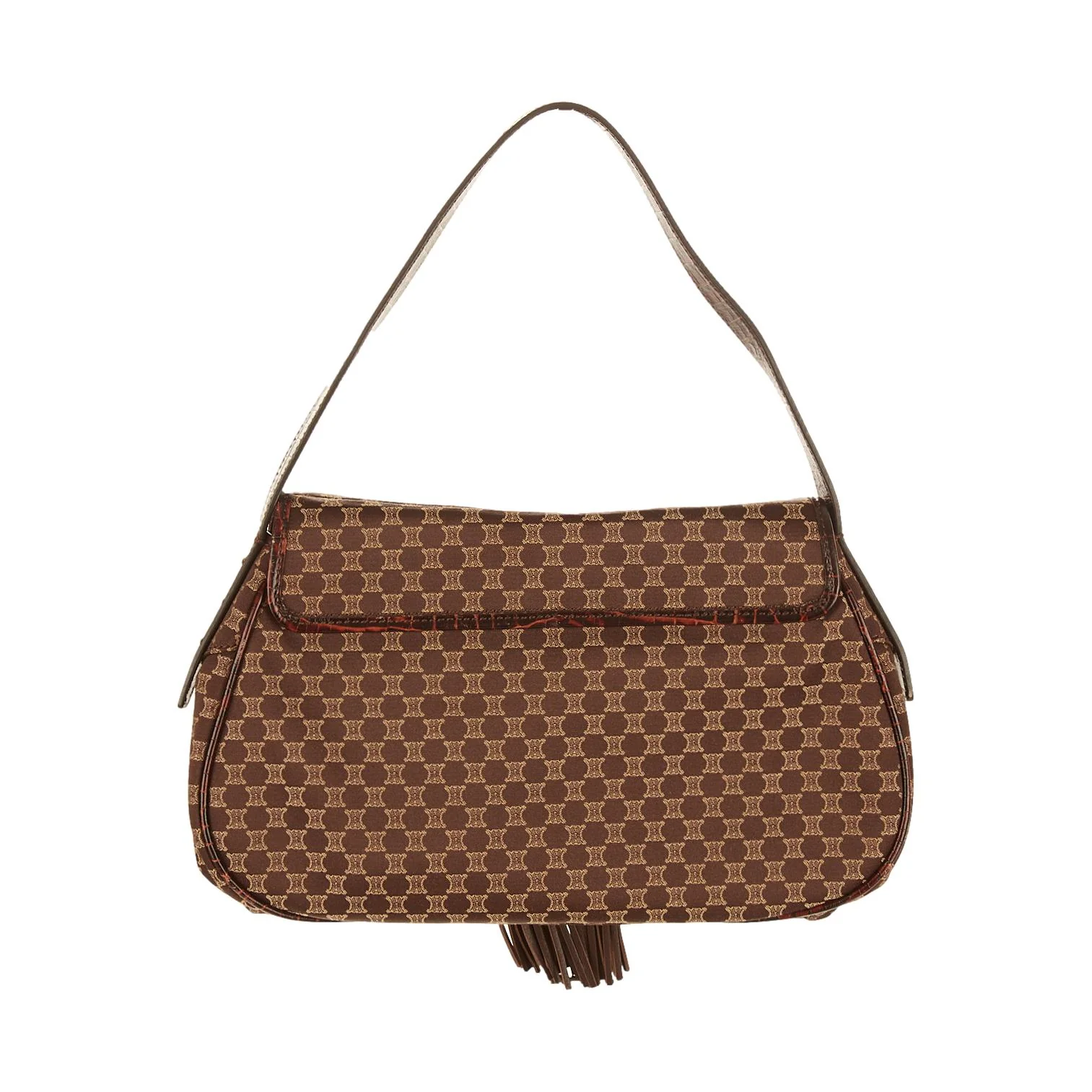 Celine Brown Logo Tassel Shoulder Bag - Image 2