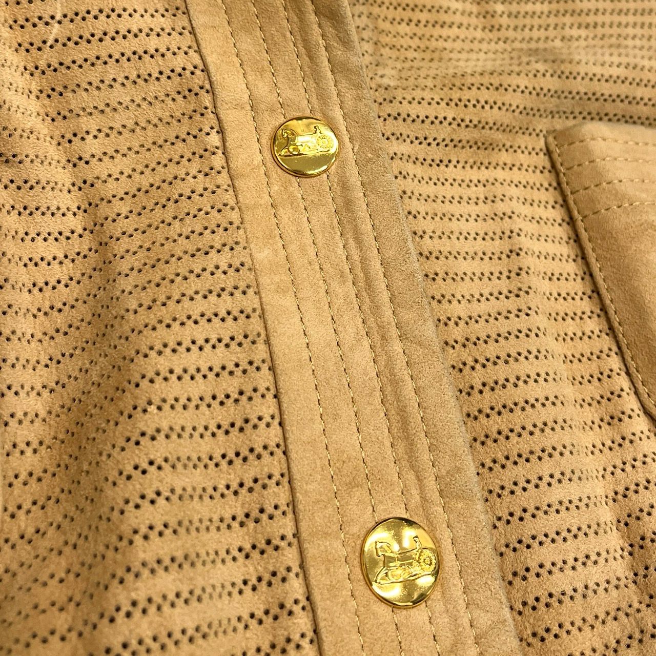 Celine Brown Suede Button Down Top - Image 3