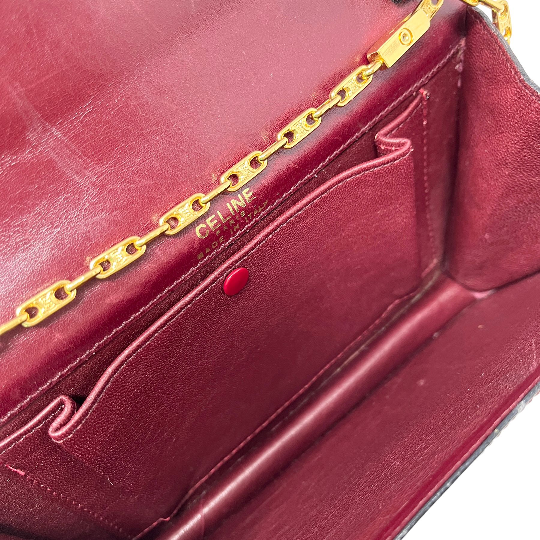 Celine Burgundy Logo Chain Bag - Image 2