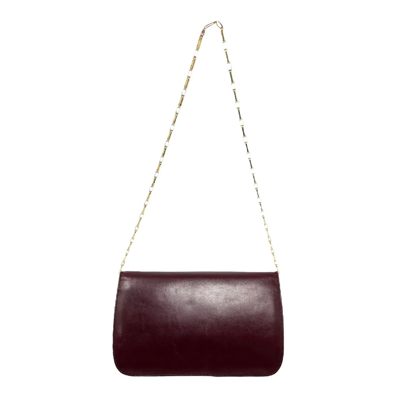 Celine Burgundy Logo Chain Bag - Image 3