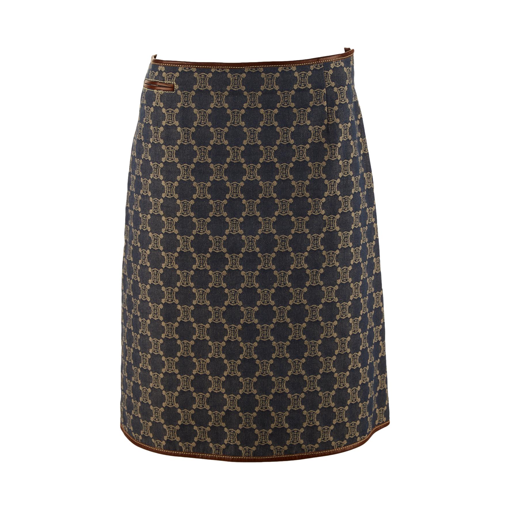 Celine Denim Logo Skirt