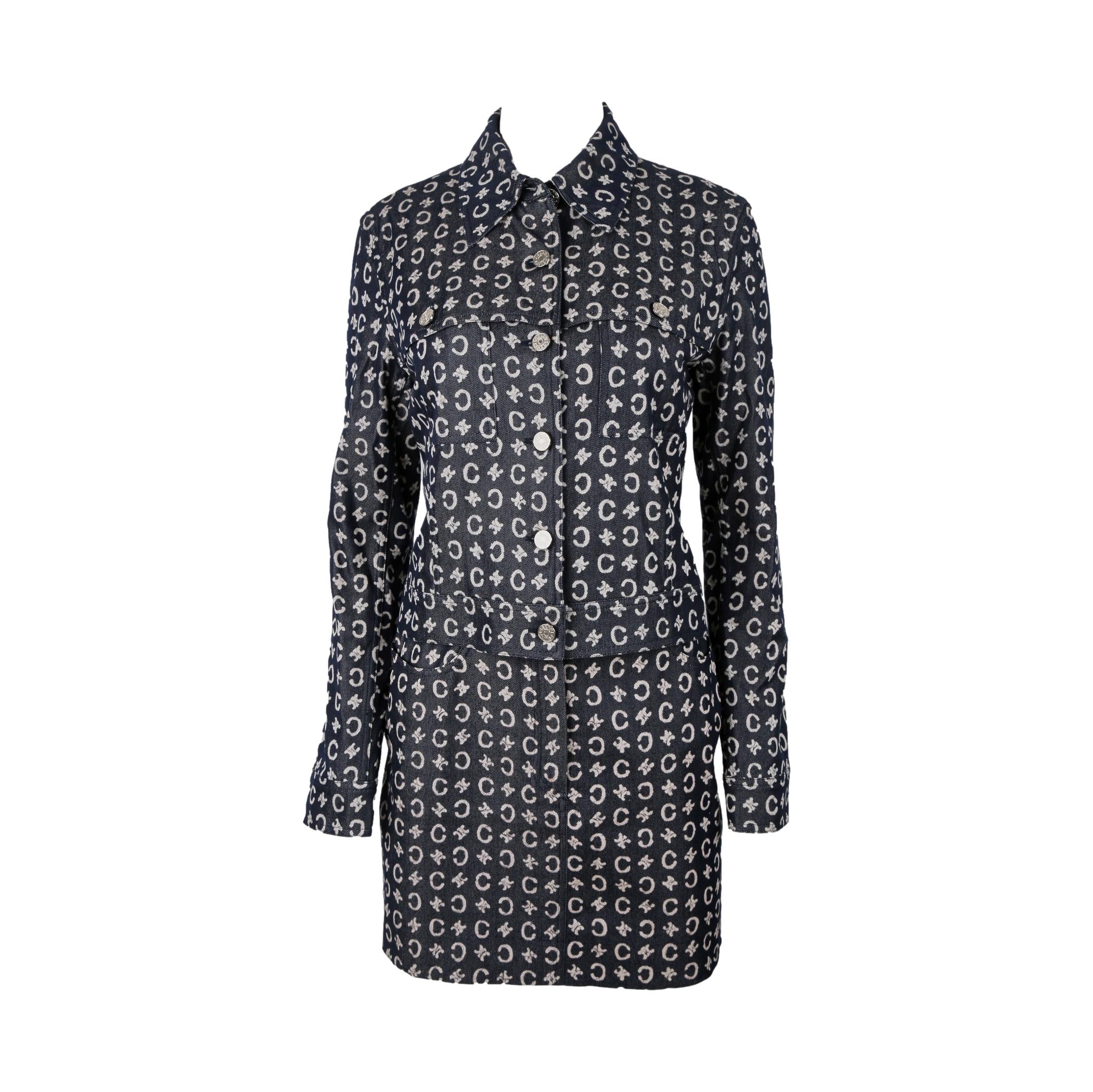 Celine Denim Logo Skirt Set