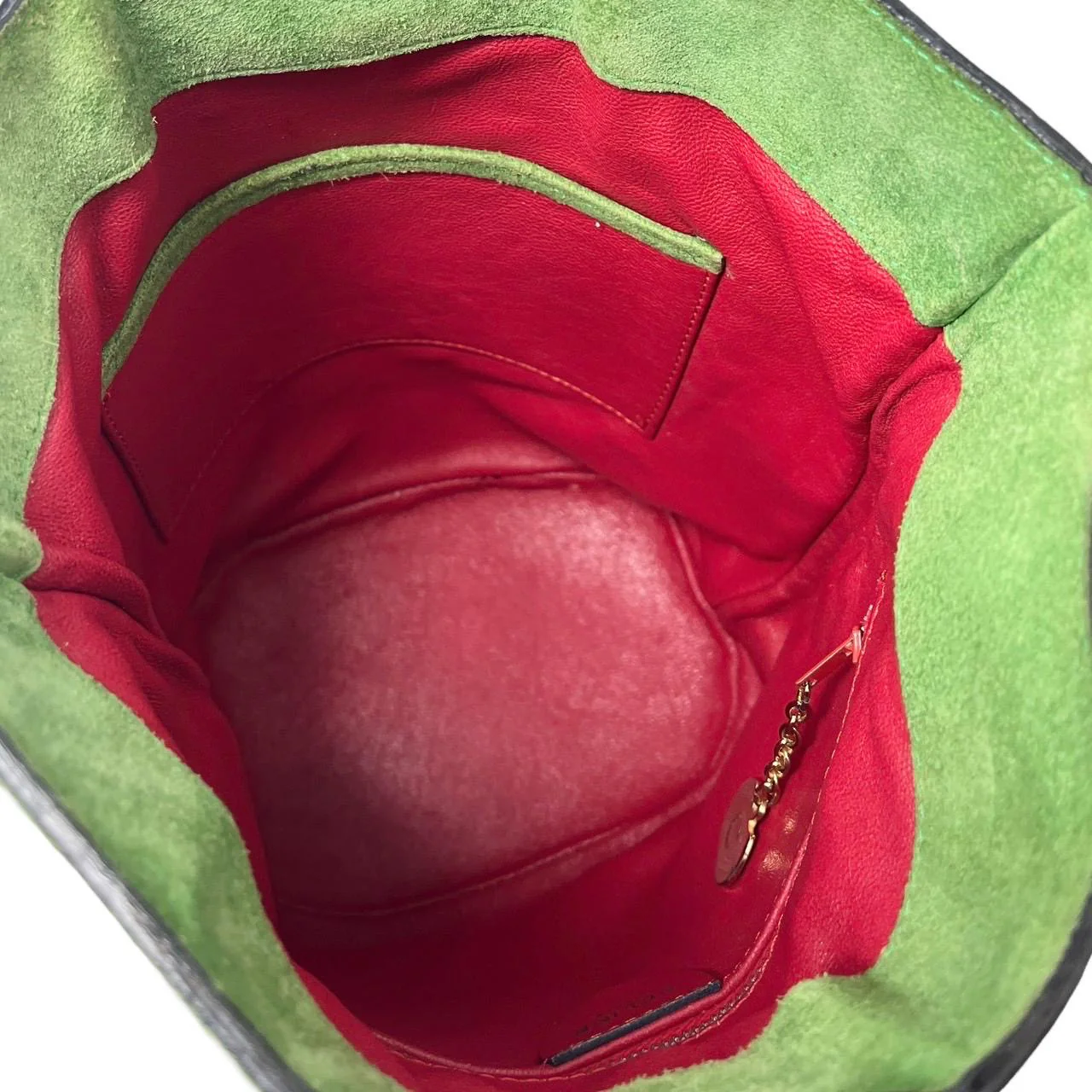 Celine Green Suede Logo Bucket Bag - Image 3