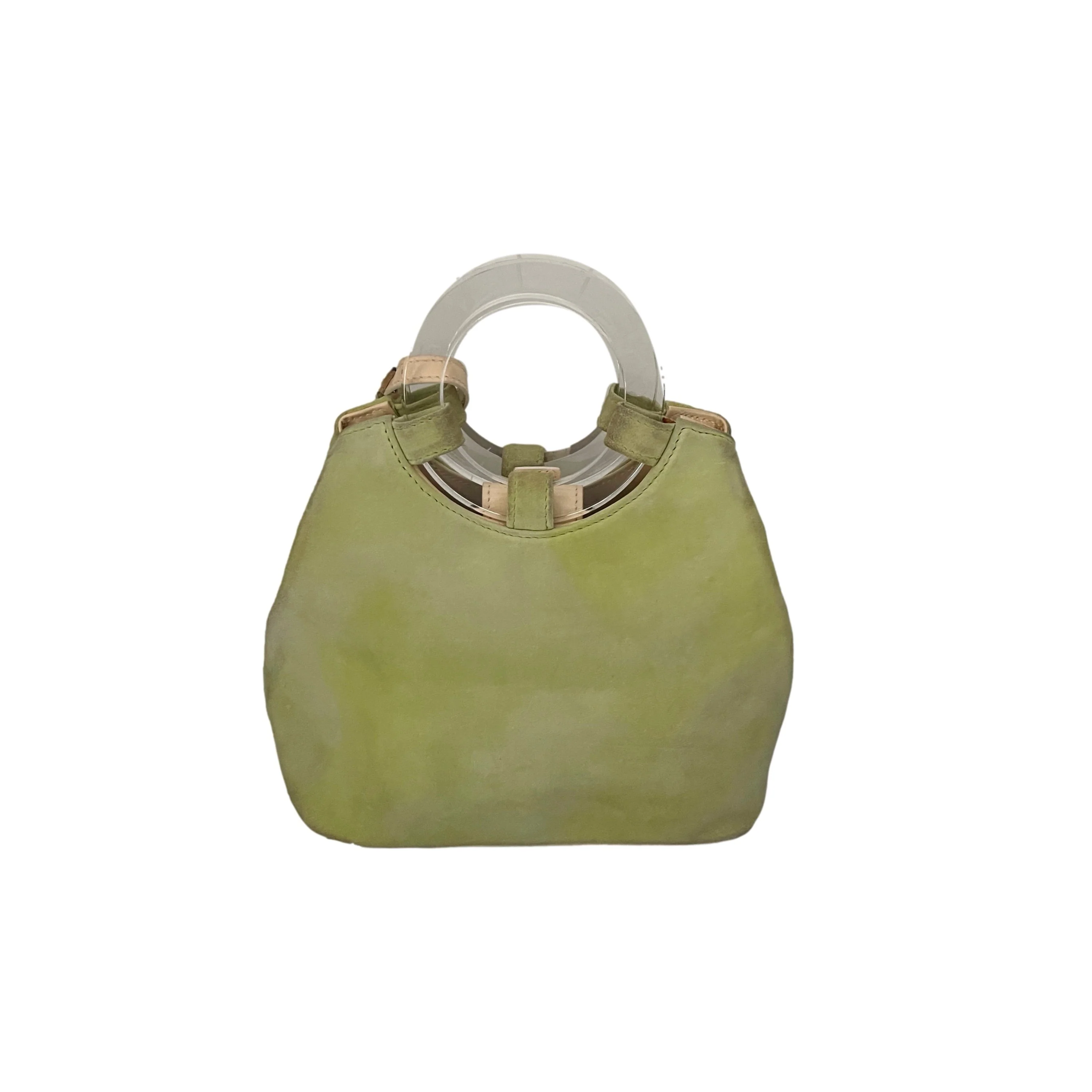 Celine Lime Green Suede Top Handle Bag - Image 2