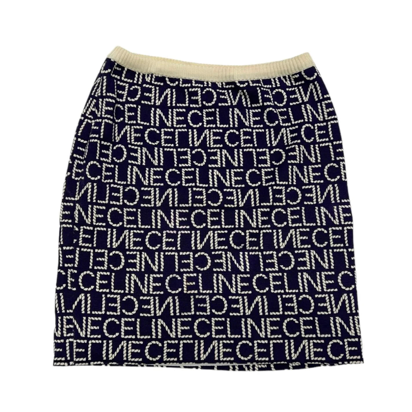 Celine Navy Logo Knit Skirt - Image 2