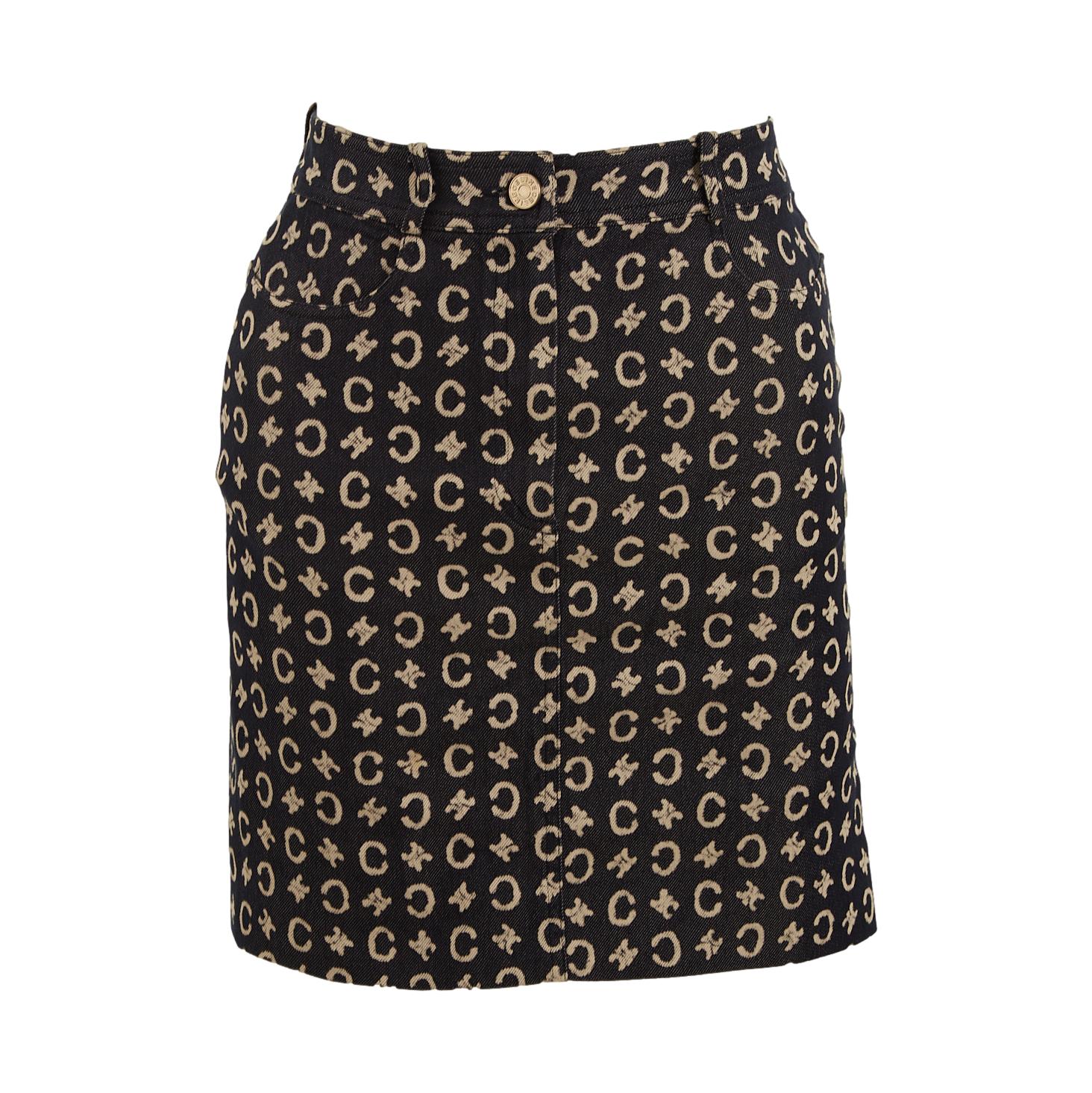 Celine Navy Logo Skirt