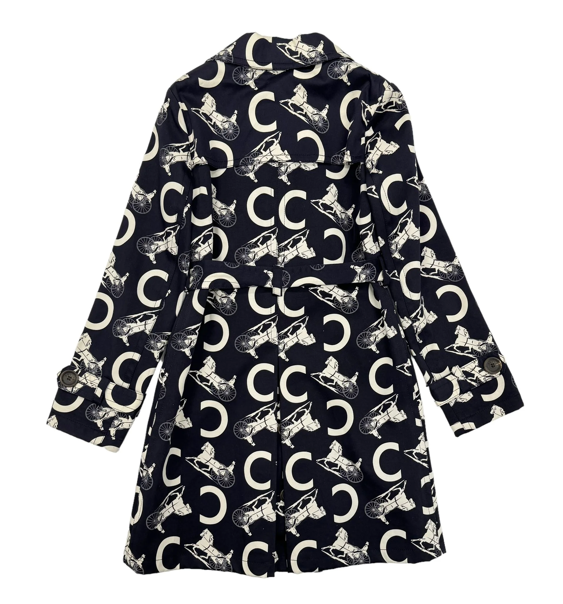 Celine Navy Belted Trench Coat - Image 3