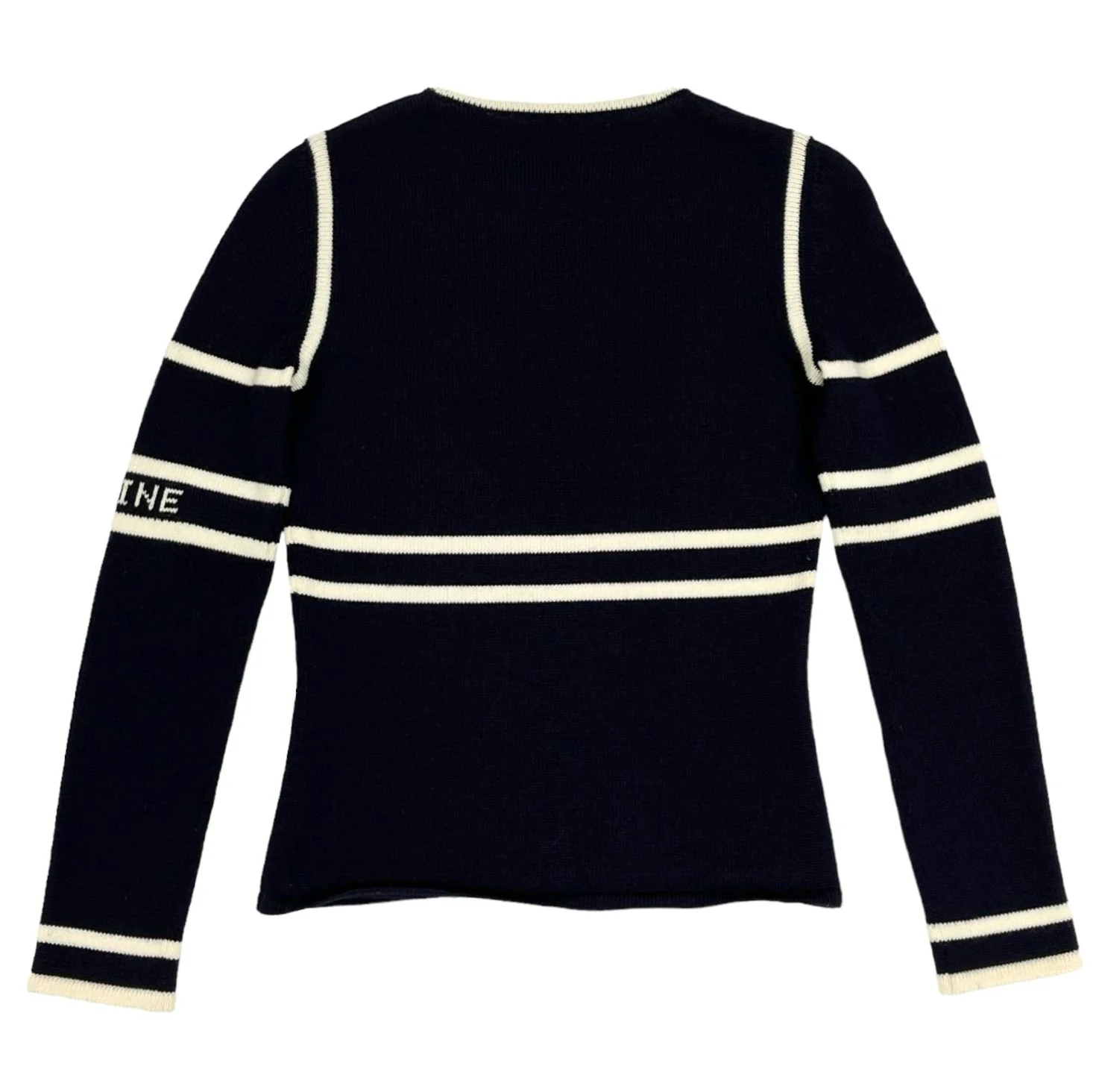 Celine Navy Stripe Logo Sweater - Image 2