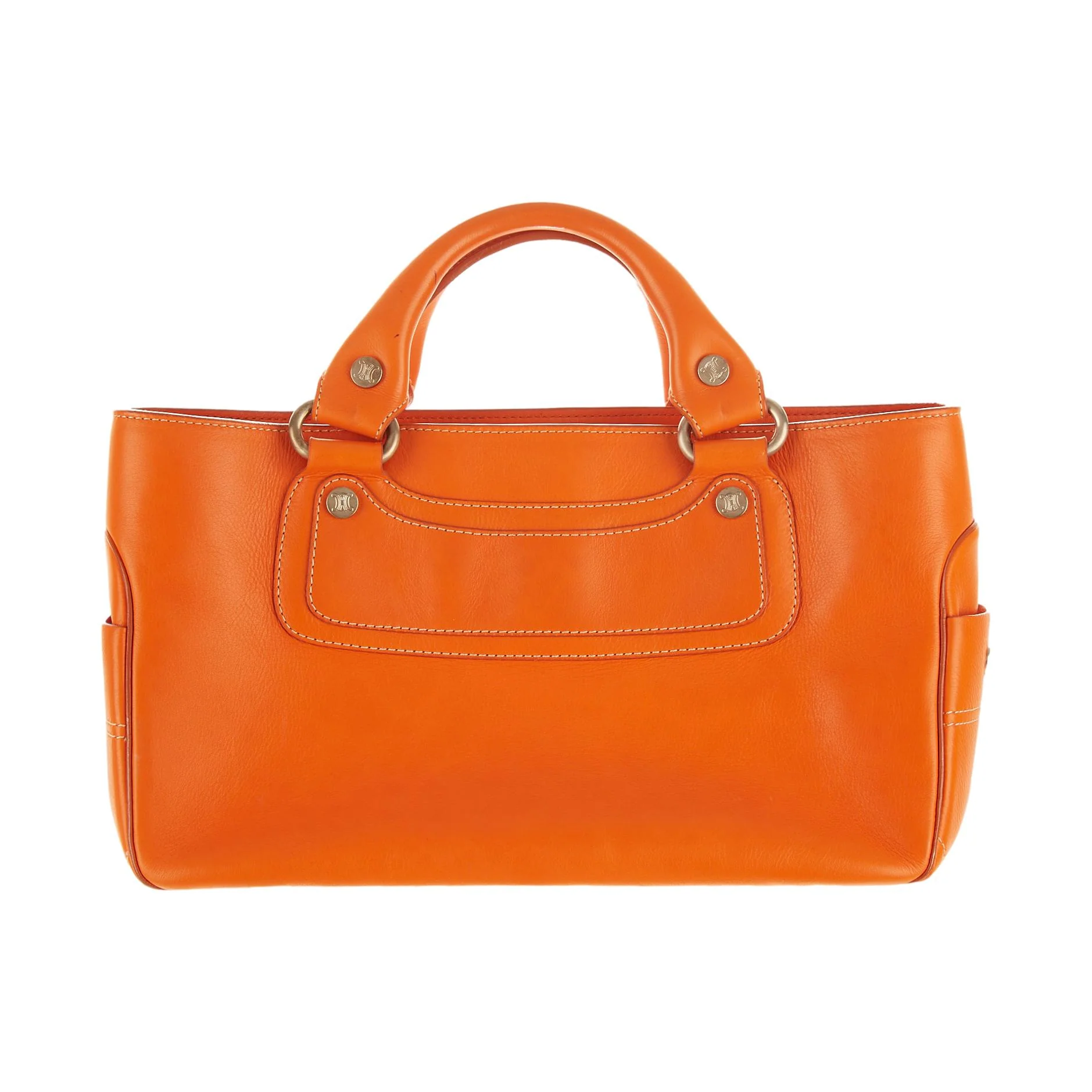 Celine Orange Logo Top Handle Bag - Image 2