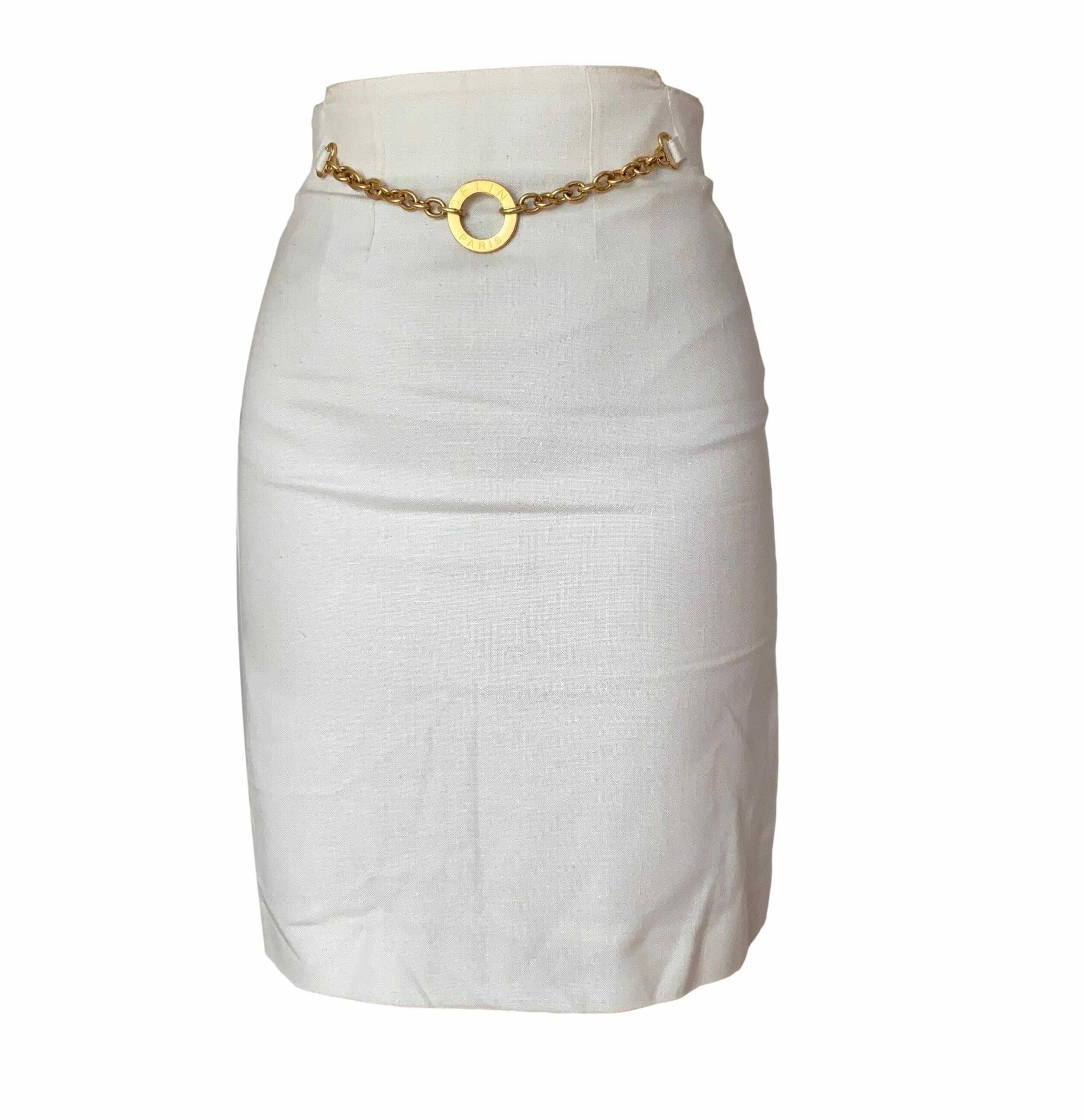 Celine White Chain Logo Skirt