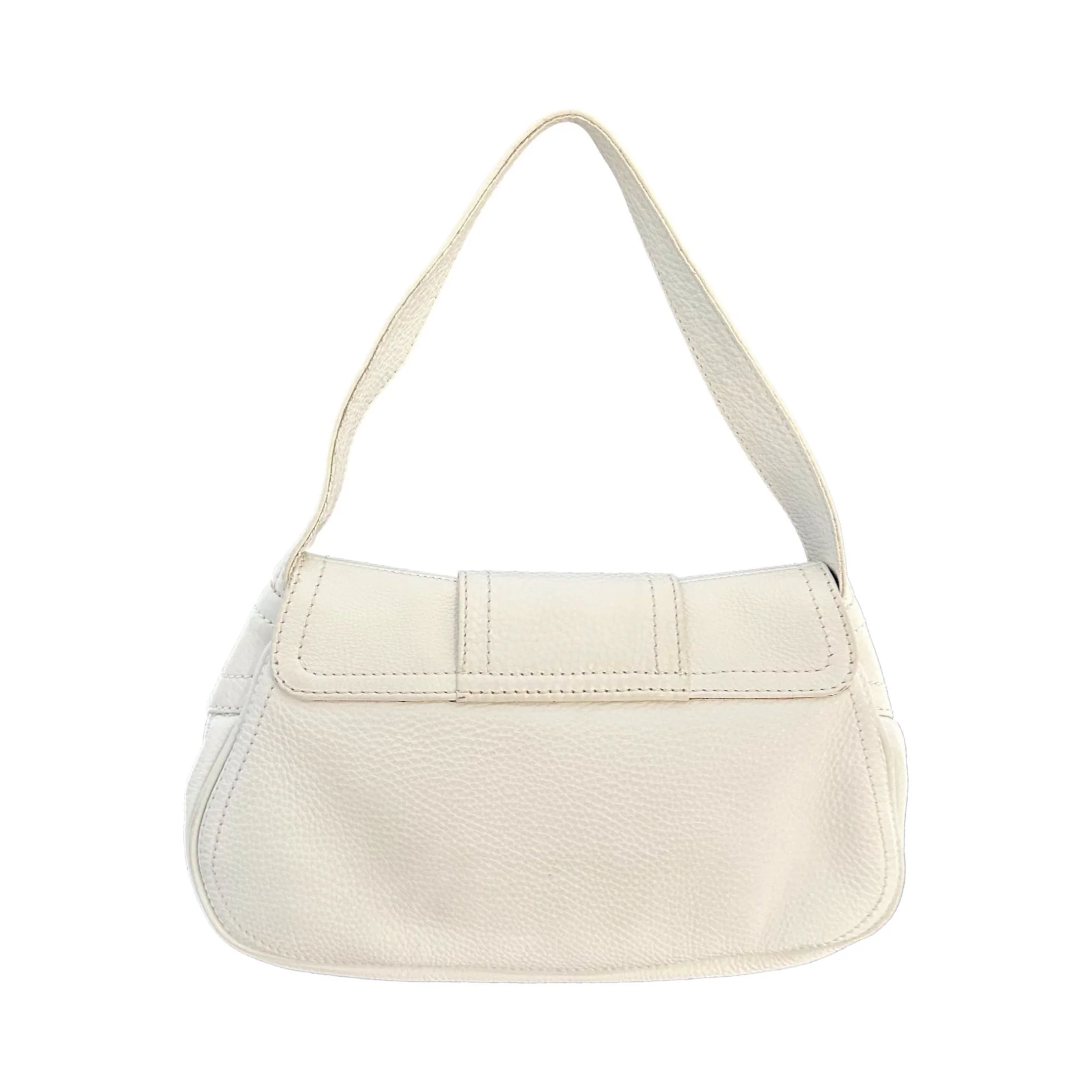 Celine White Leather Buckle Shoulder Bag - Image 2