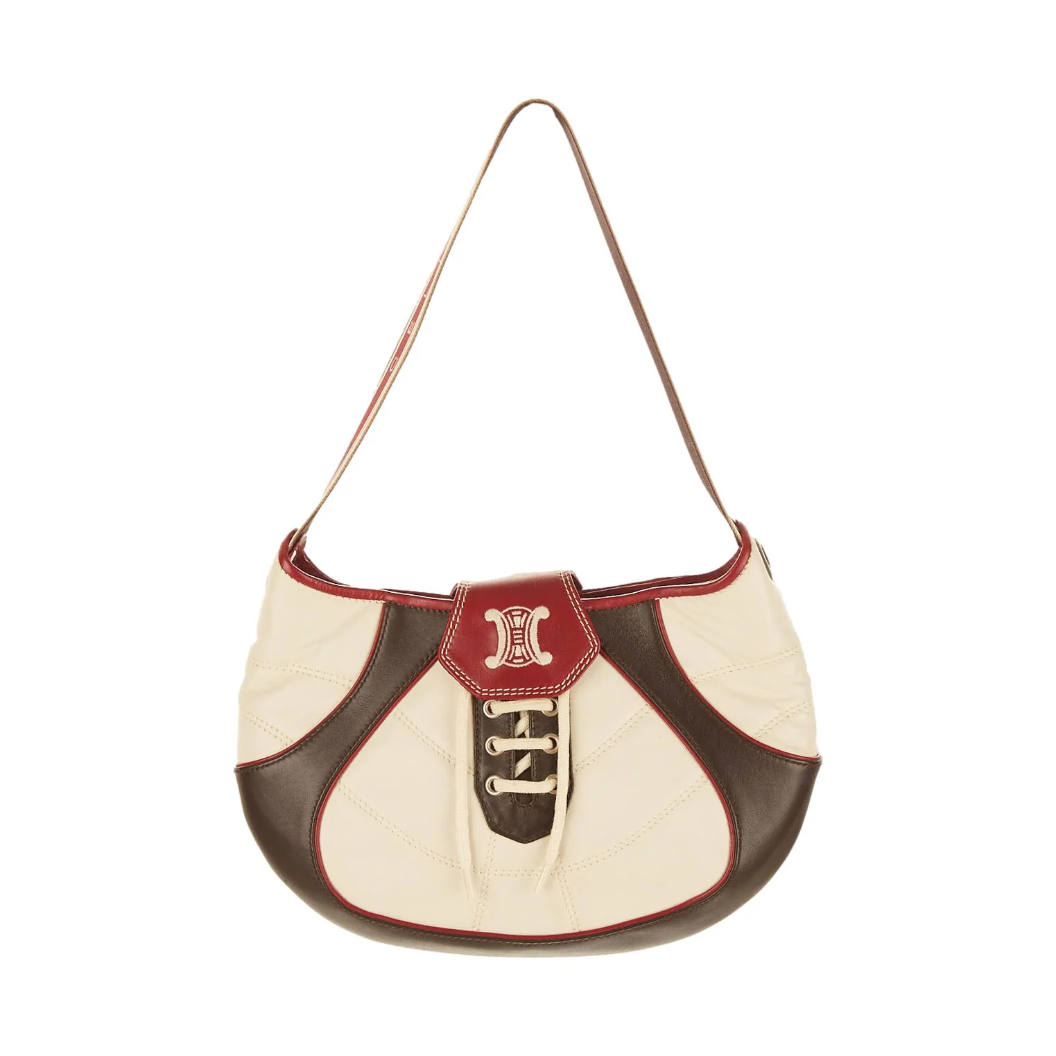 Celine White Logo Shoulder Bag