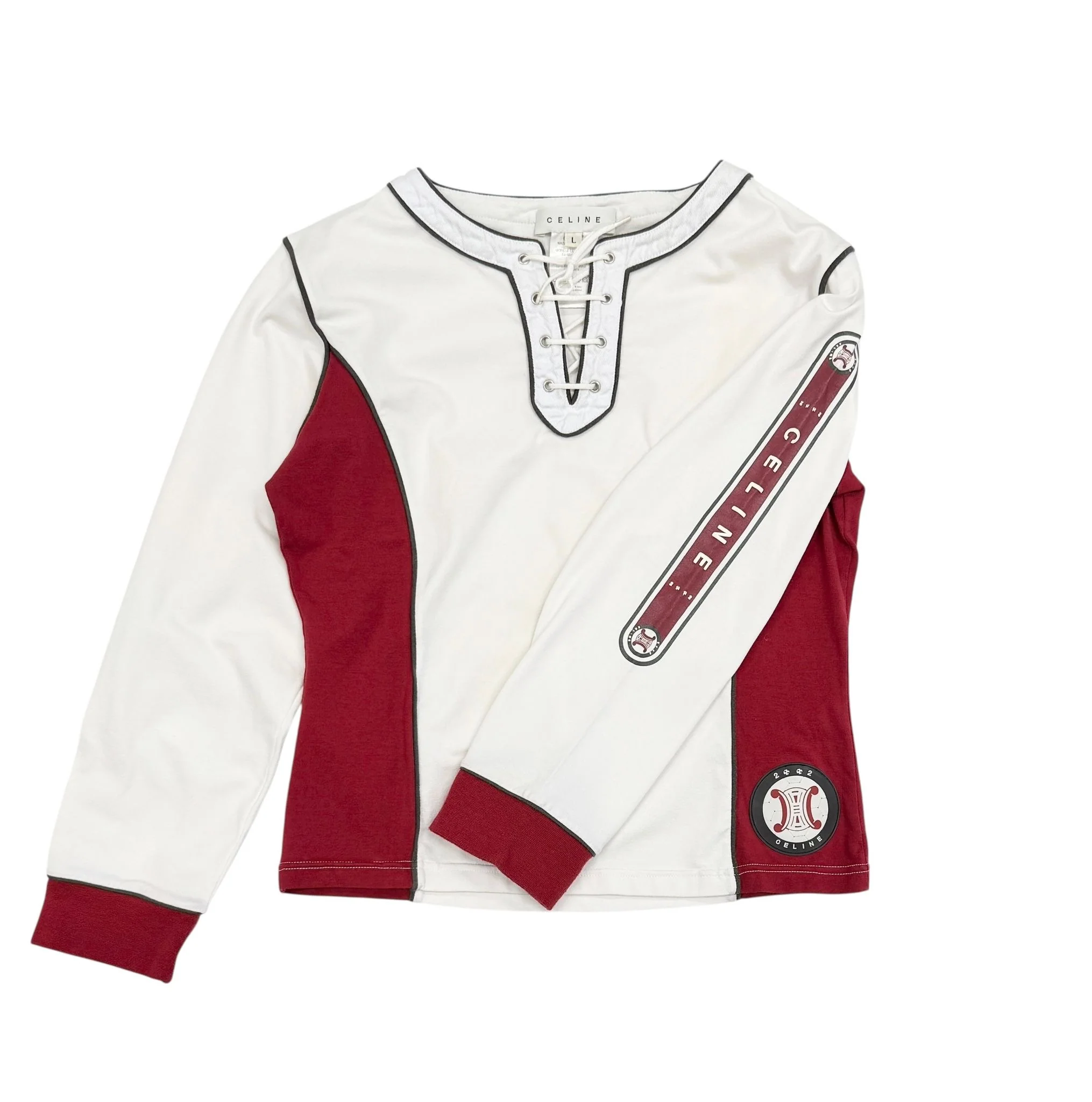 Celine White + Red Lace Up World Cup Top - Image 3