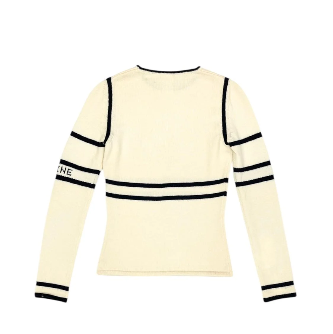 Celine Ivory Stripe Logo Sweater - Image 2