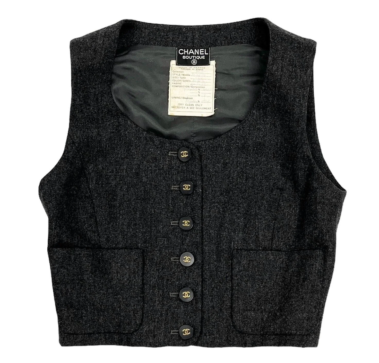 Chanel Grey Cropped Logo Vest