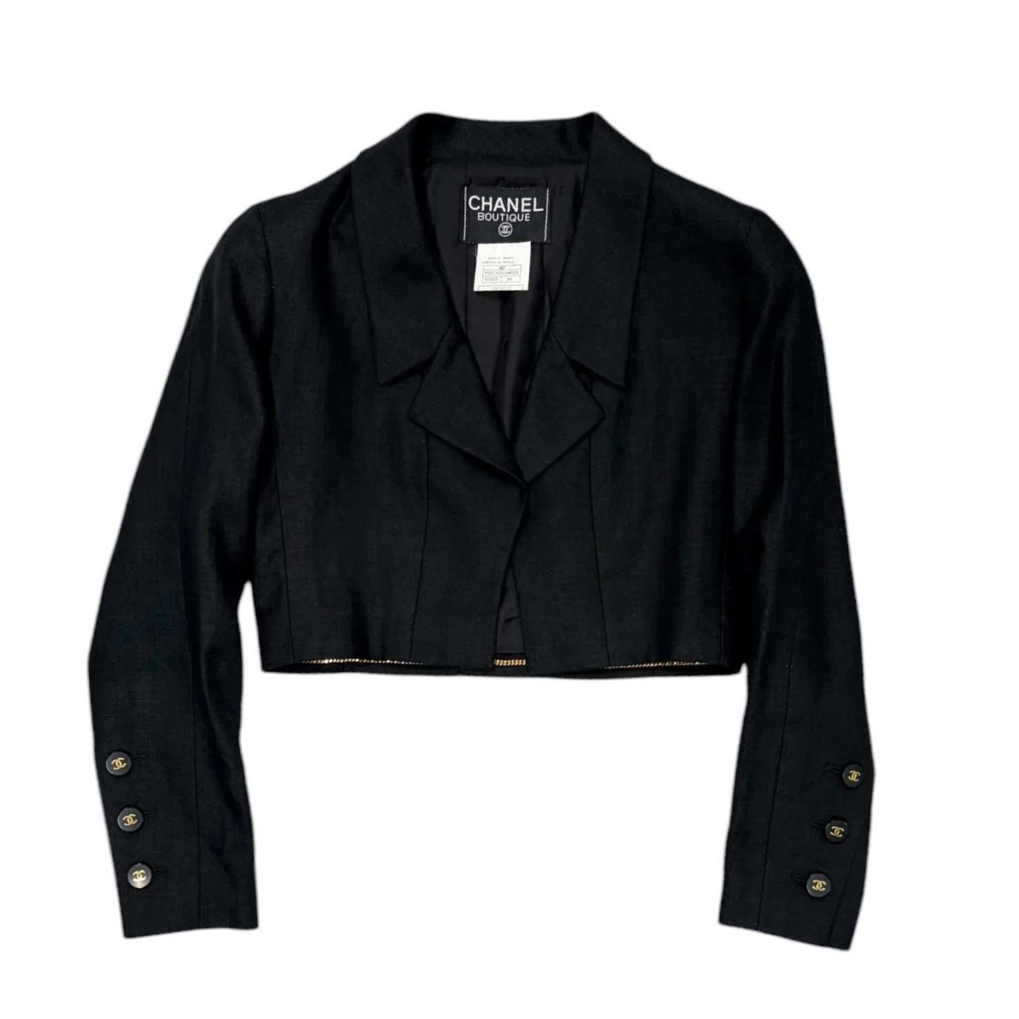 Chanel '95 Black Cropped Linen Jacket