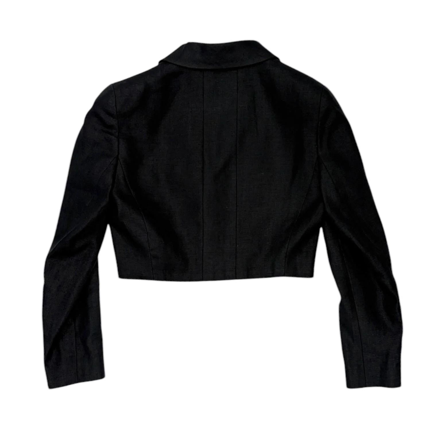 Chanel '95 Black Cropped Linen Jacket - Image 2