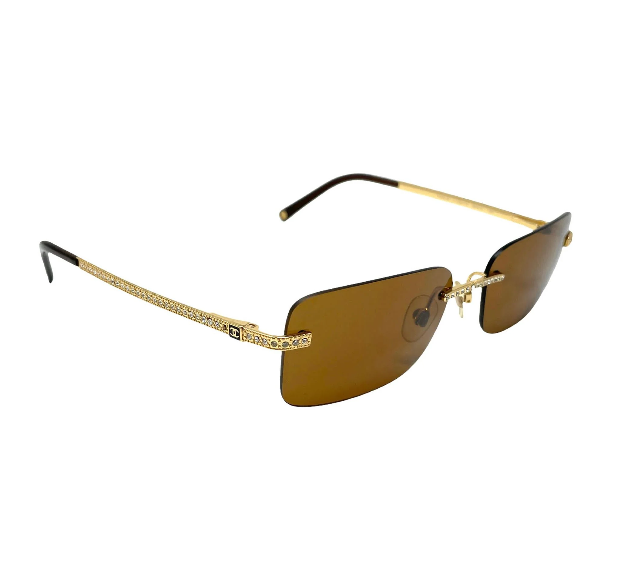 Chanel Amber Rhinestone Square Sunglasses