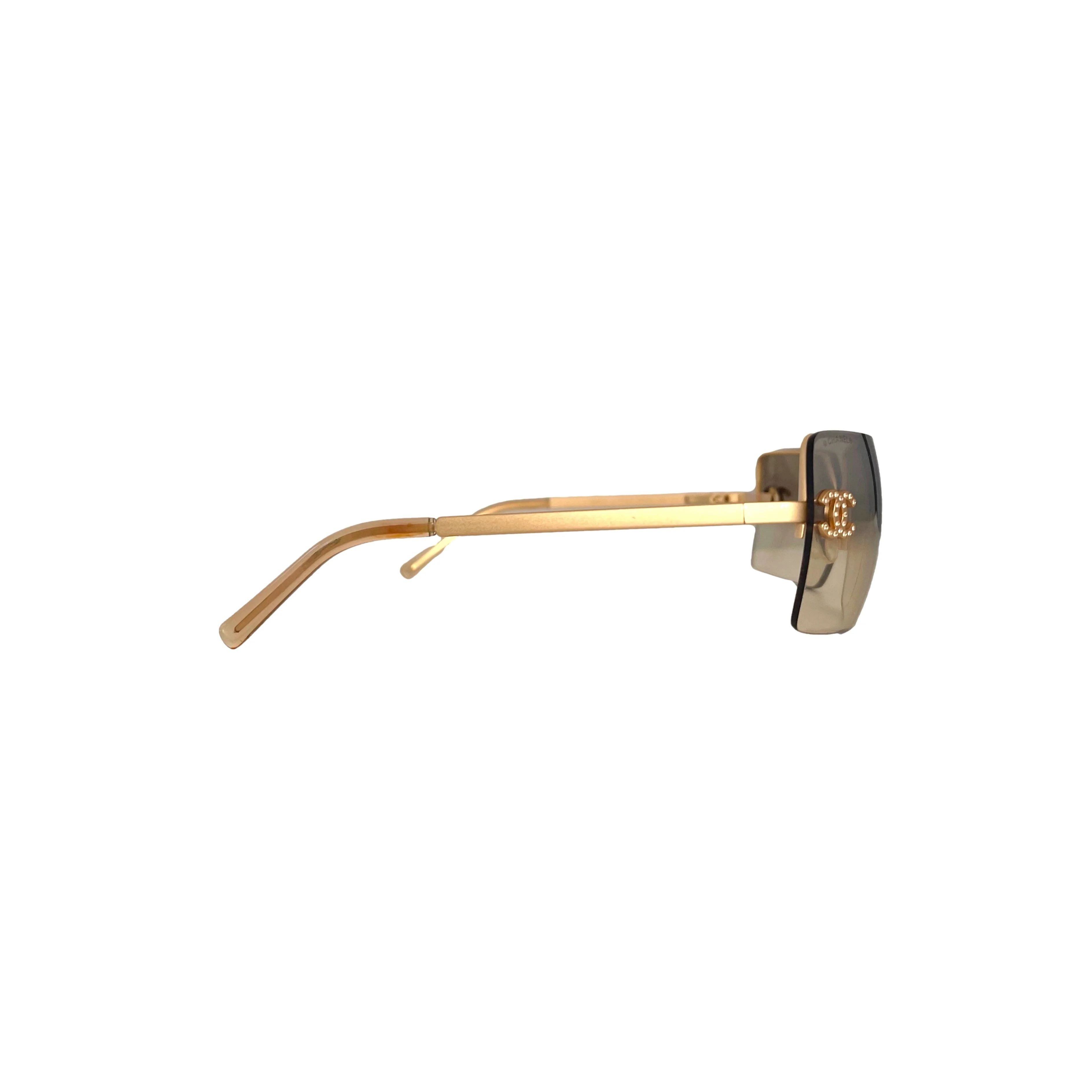 Chanel Amber Rhinestone Square Sunglasses - Image 2