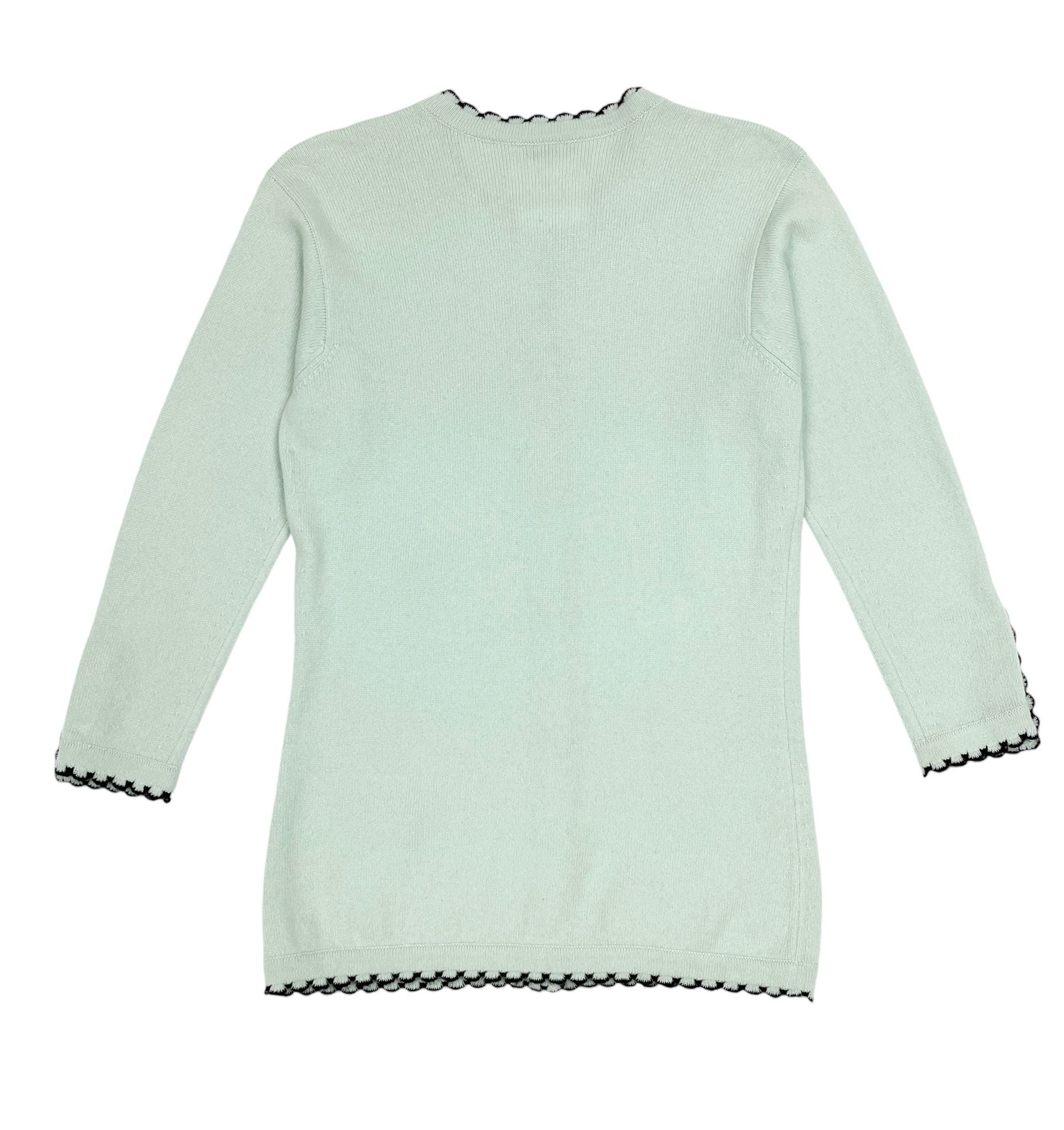 Chanel Baby Blue Cashmere Scalloped Cardigan - Image 2