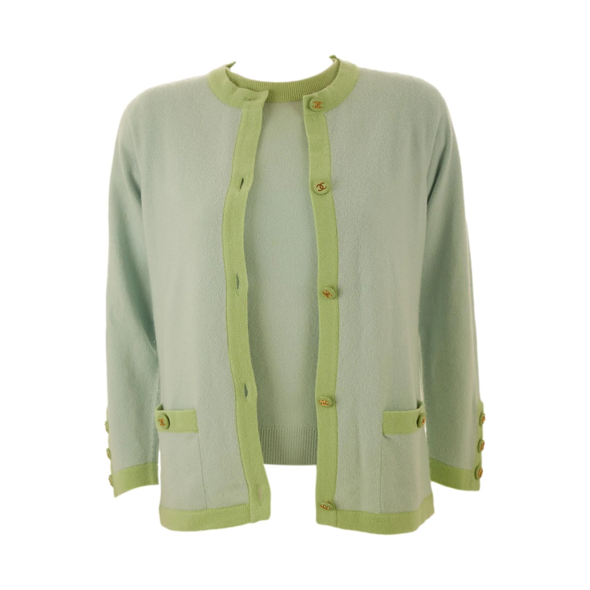 Chanel Baby Blue Cashmere Sweater Set - Image 2