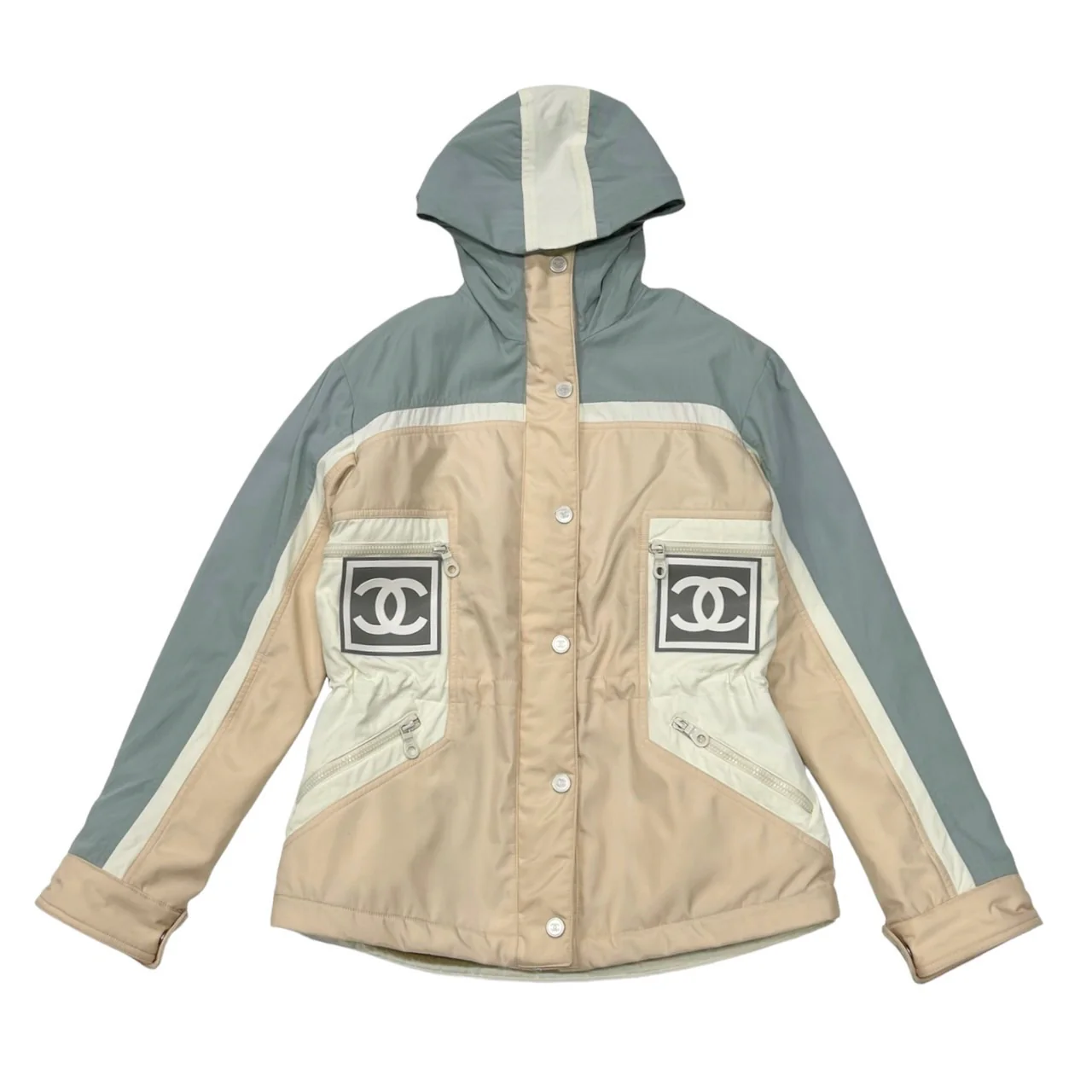 Chanel Baby Blue Colorblock Coat